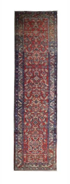 Vintage Mahal Rug Handmade Carpet Harati Pattern Red Stair Runner CHR68