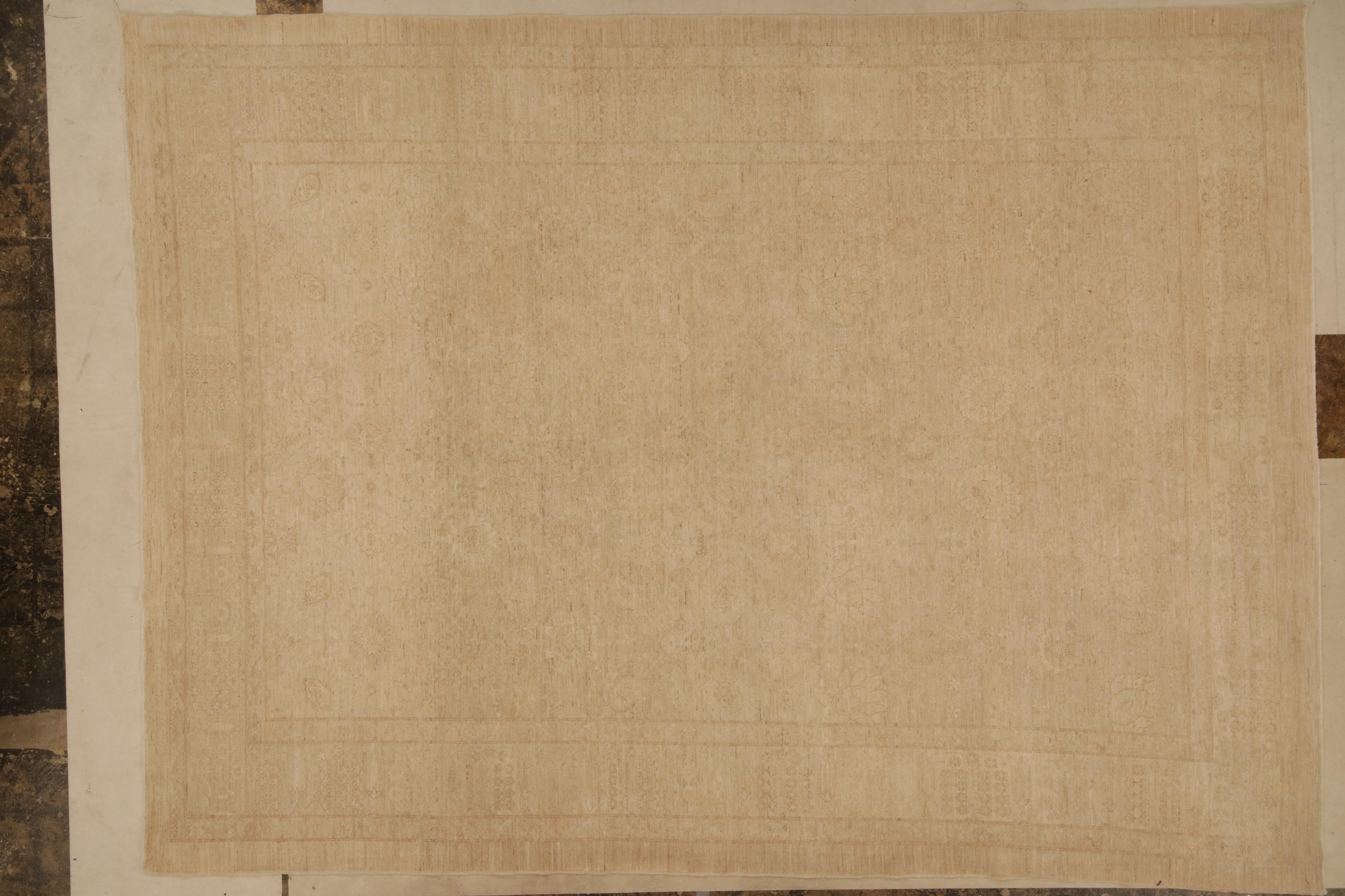 Vintage Persian Mahal Rug in Beige, With Floral Patterns, From Rug & Kilim For Sale 2