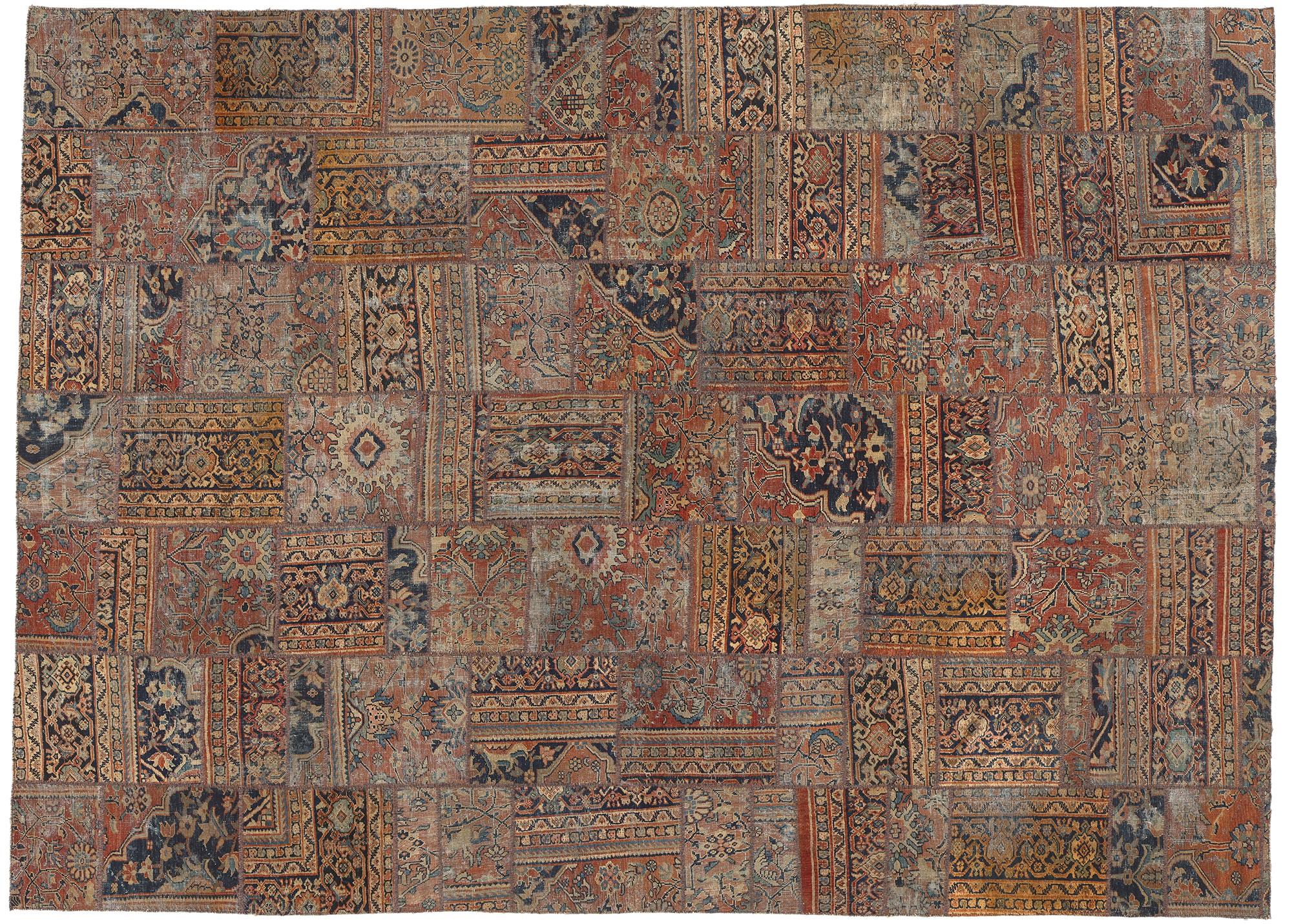 Vintage Persian Mahal Rug, Rugged Beauty Meets Rustic Modern Industrial For Sale 4