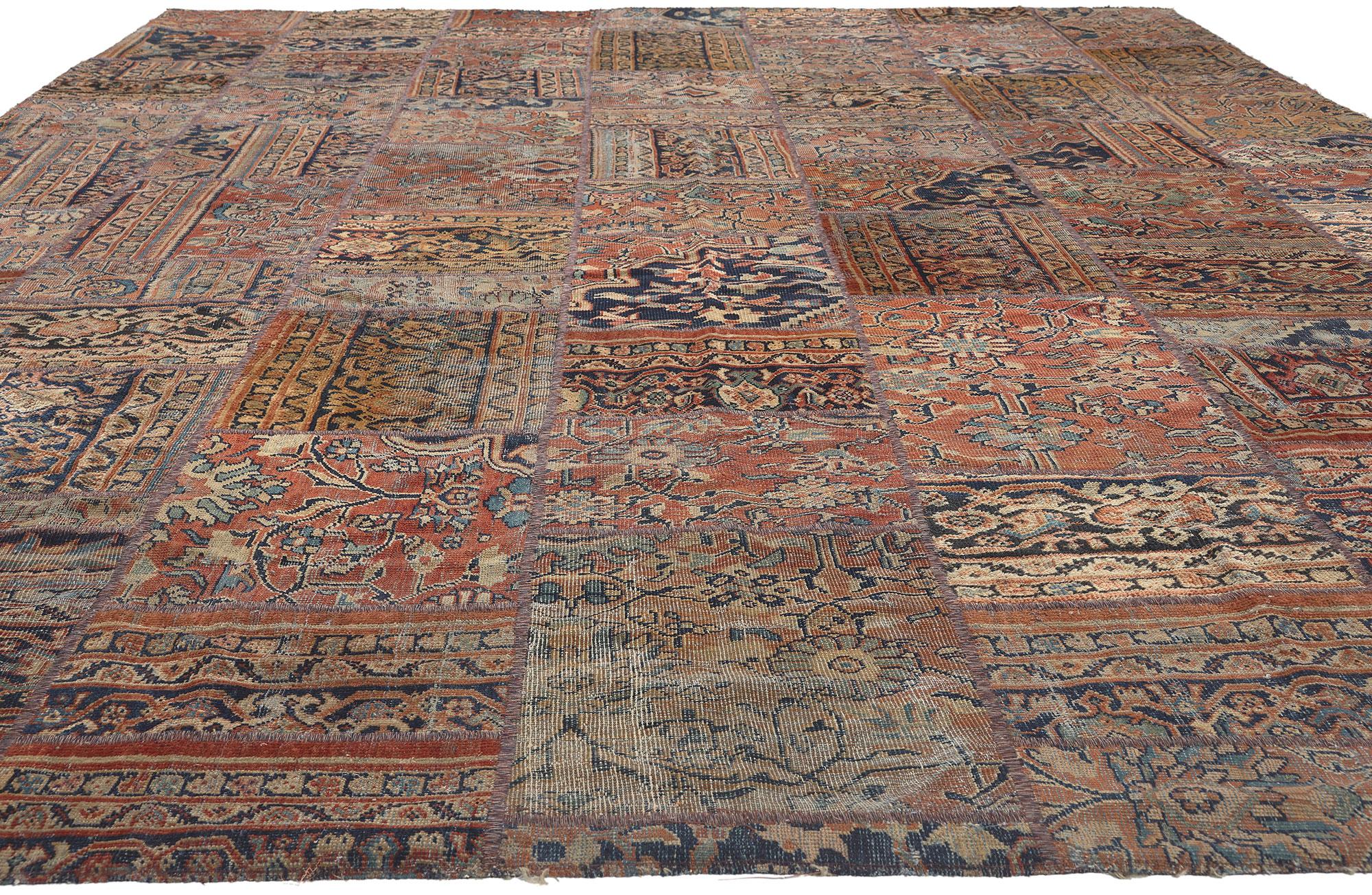 Hand-Knotted Vintage Persian Mahal Rug, Rugged Beauty Meets Rustic Modern Industrial For Sale