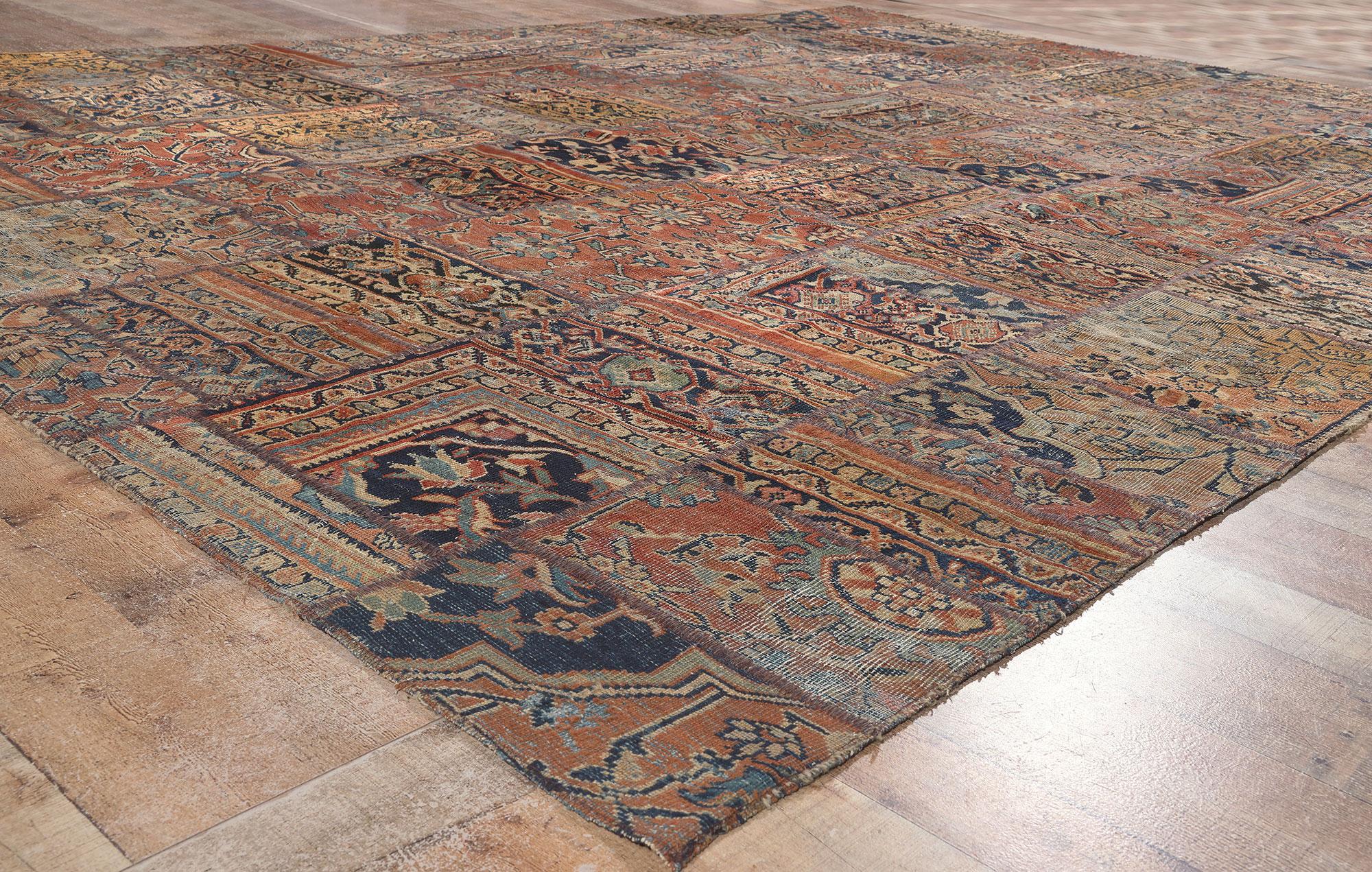 Vintage Persian Mahal Rug, Rugged Beauty Meets Rustic Modern Industrial For Sale 1