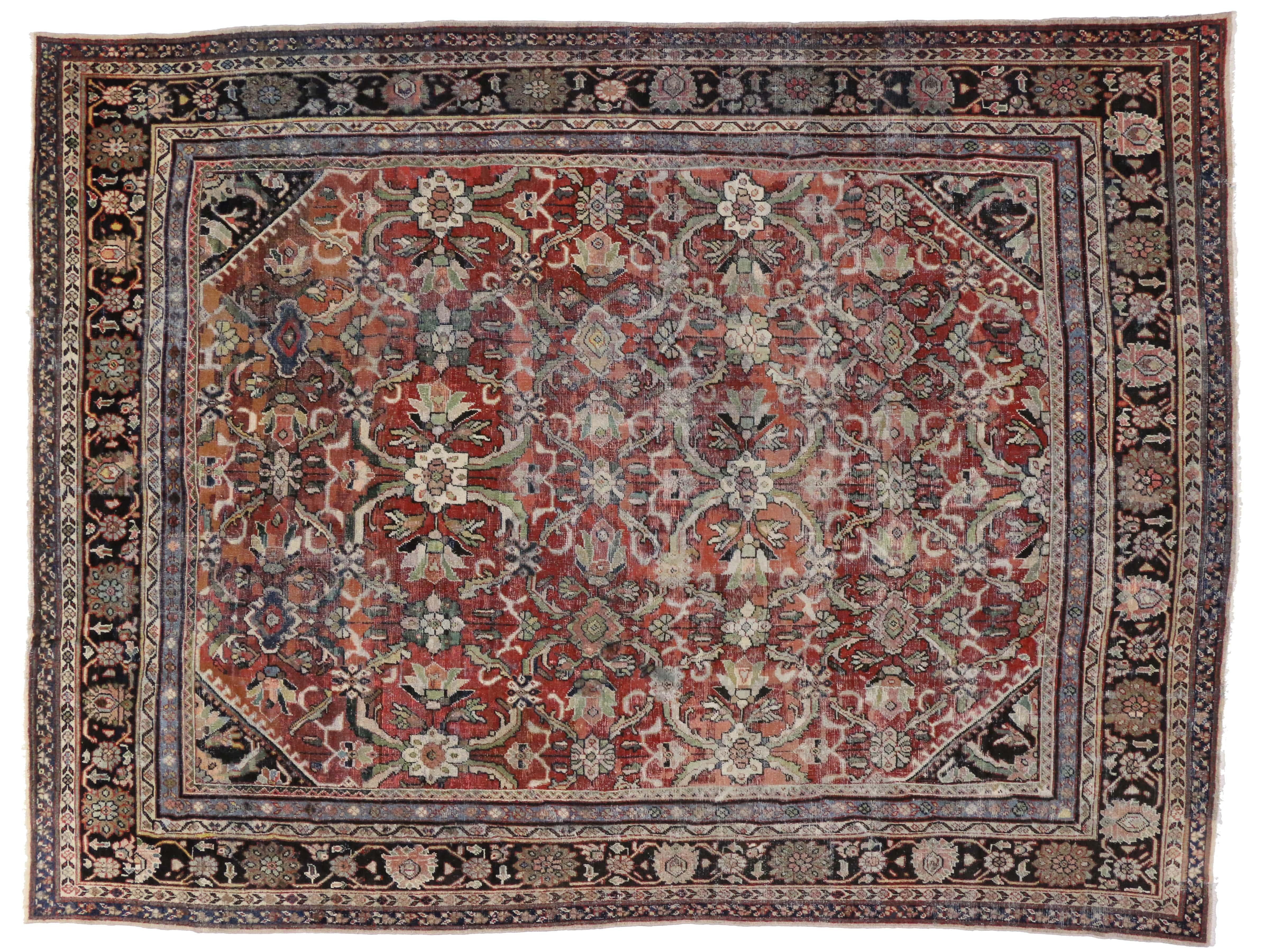 Persischer Mahal-Teppich im Vintage-Stil, zeitlose Eleganz trifft auf entspannte Raffinesse im Angebot 2