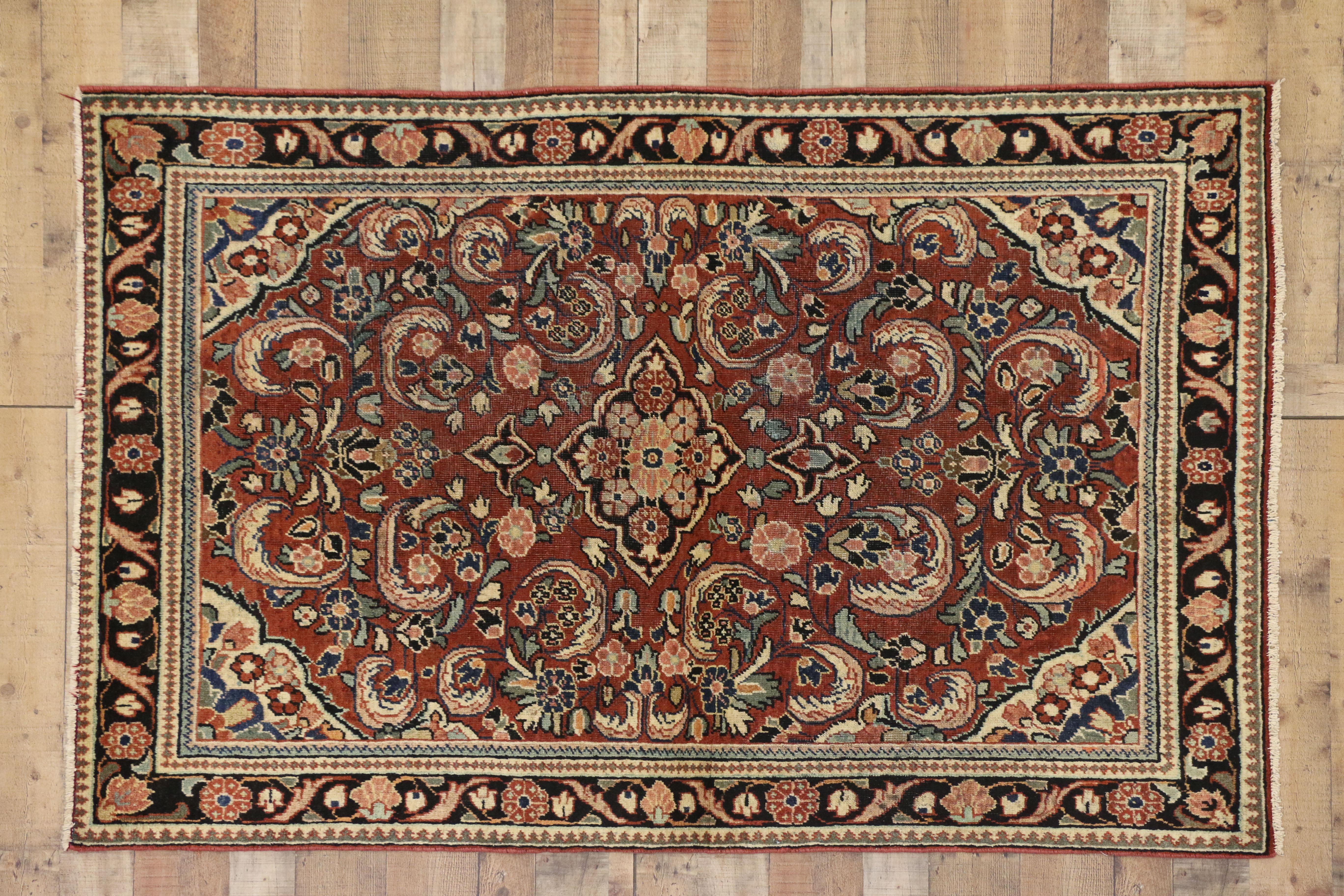 Wool Vintage Persian Mahal Rug with English Traditional Style For Sale