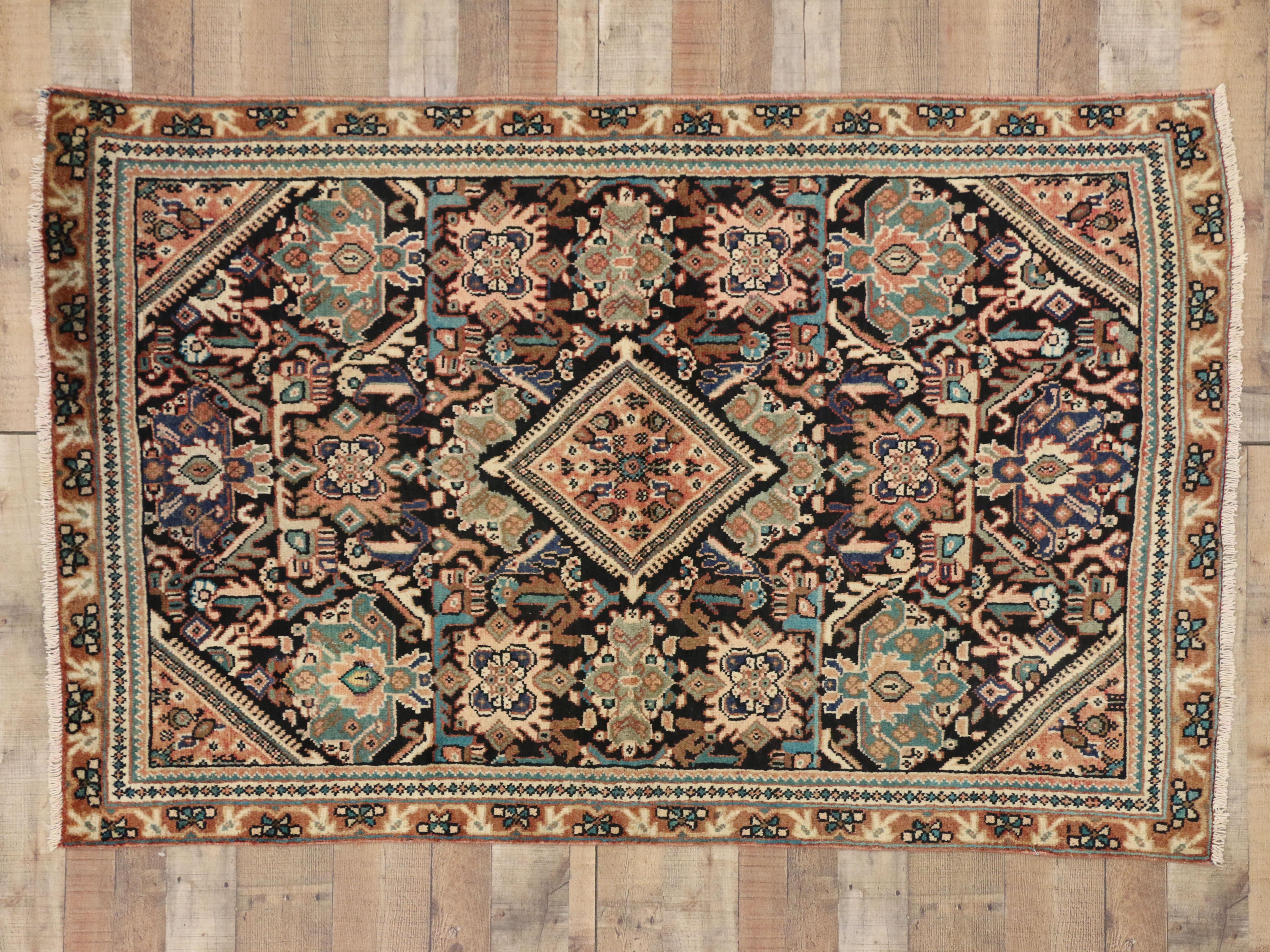 Wool Vintage Persian Mahal Rug with Traditional Style Kitchen, Foyer or Entry Rug For Sale