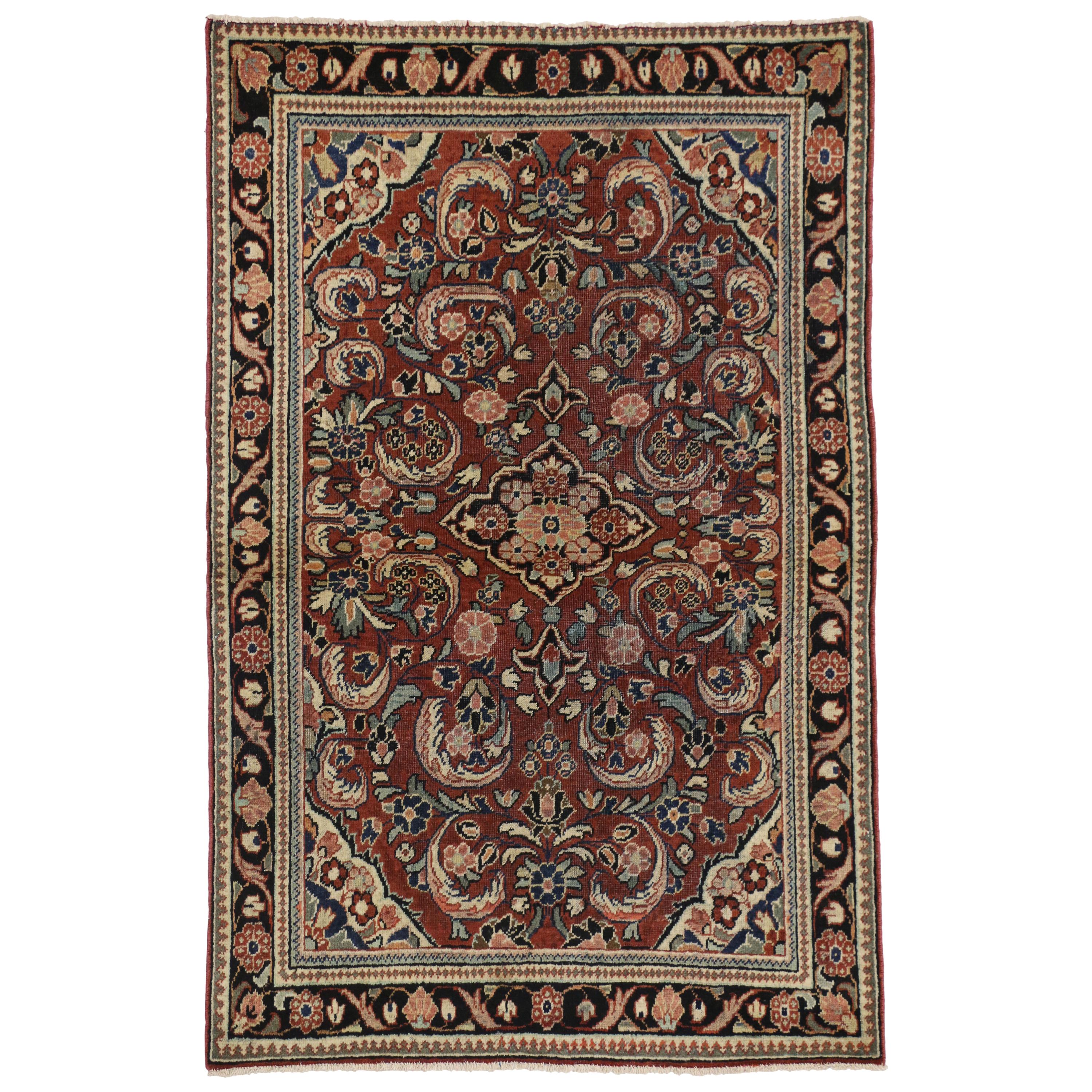 Persischer Mahal-Teppich im Vintage-Stil im englischen traditionellen Stil im Angebot