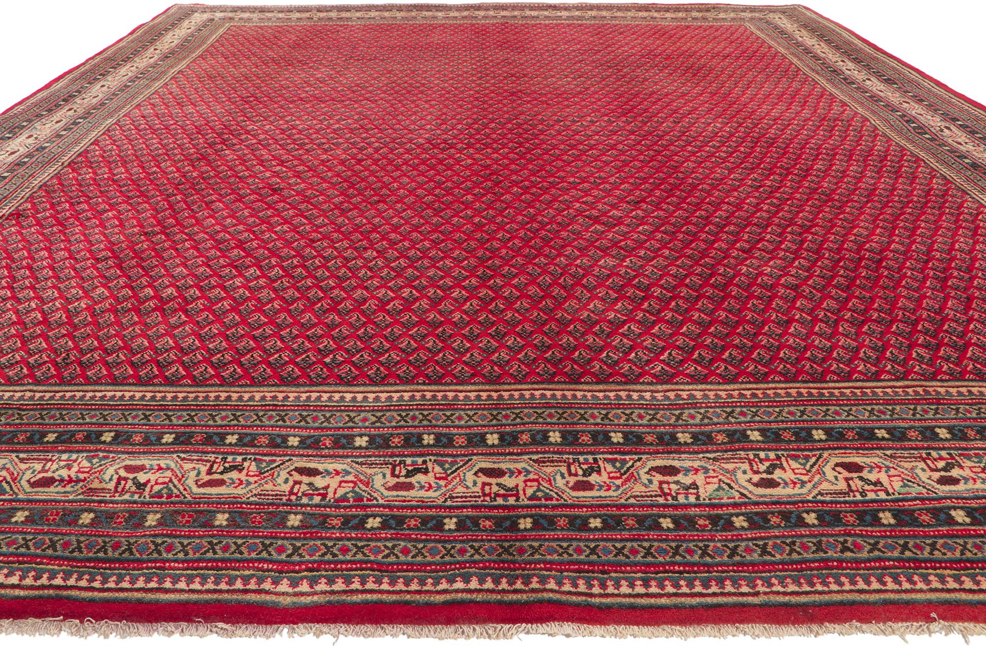 Großer roter Vintage-Perser-Mahal-Teppich (Moderne der Mitte des Jahrhunderts) im Angebot