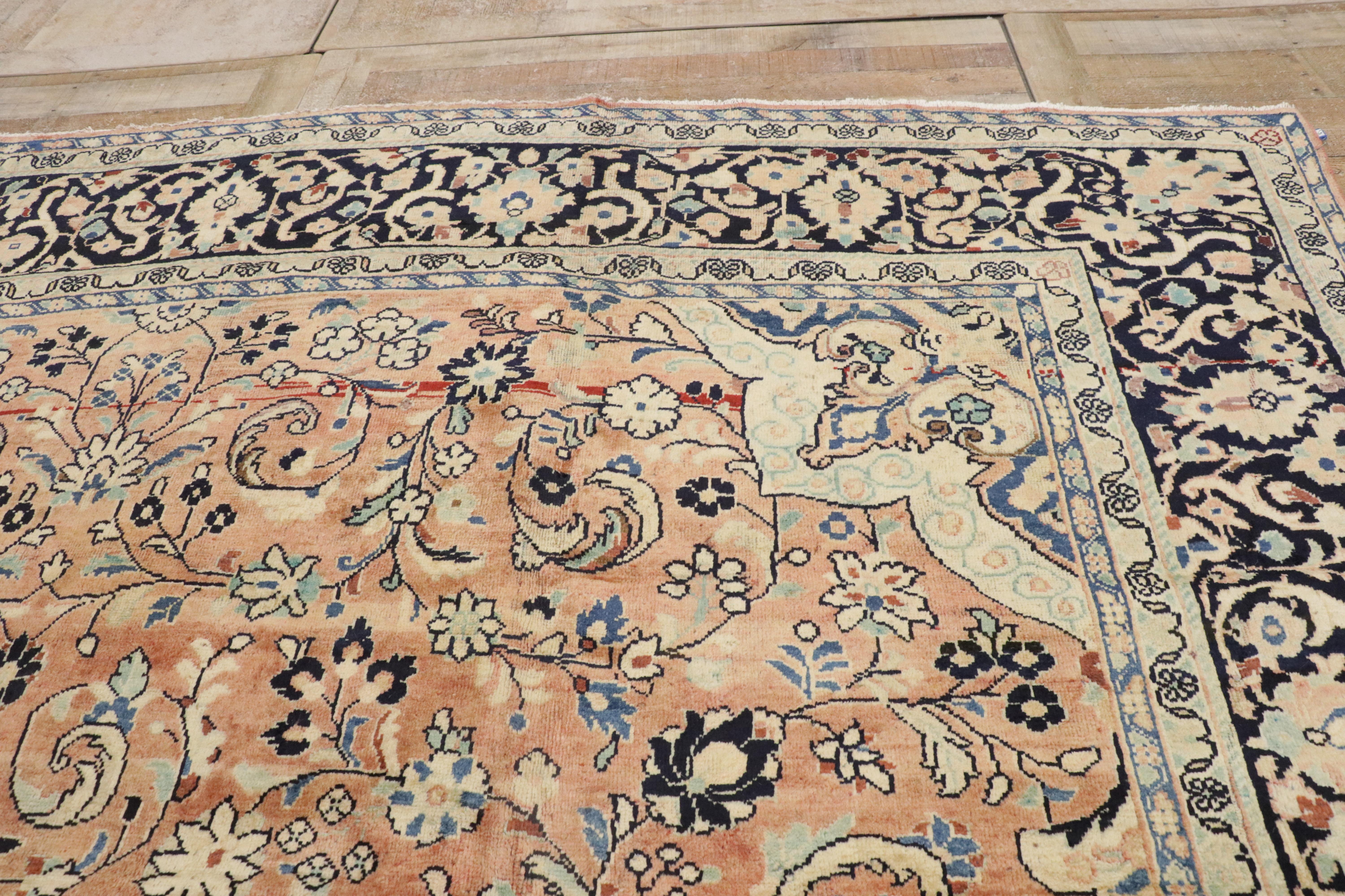 The Gilded Garden: A Vintage Persian Mahal Masterpiece of Sublime Refinement For Sale 5