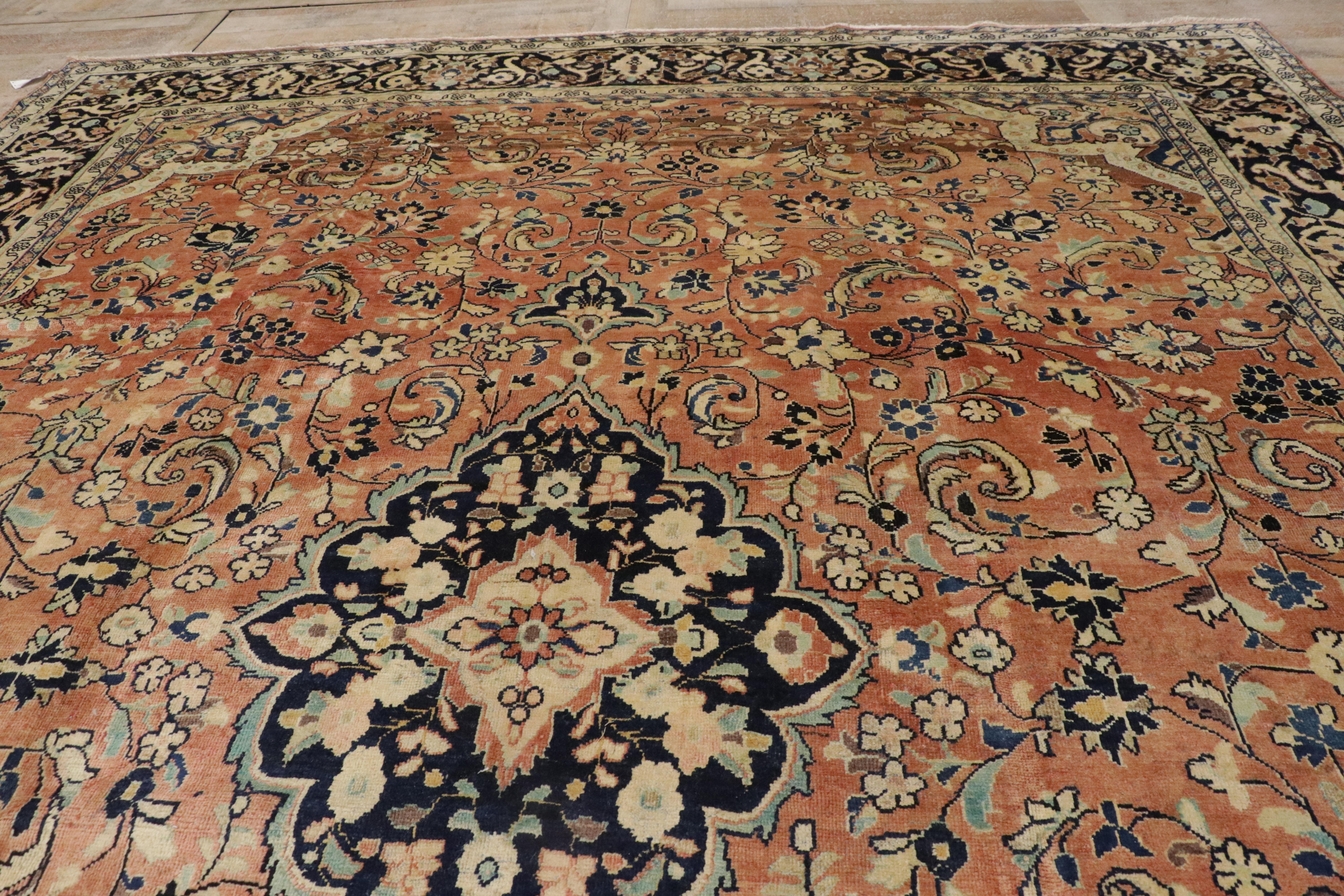 The Gilded Garden: A Vintage Persian Mahal Masterpiece of Sublime Refinement For Sale 8