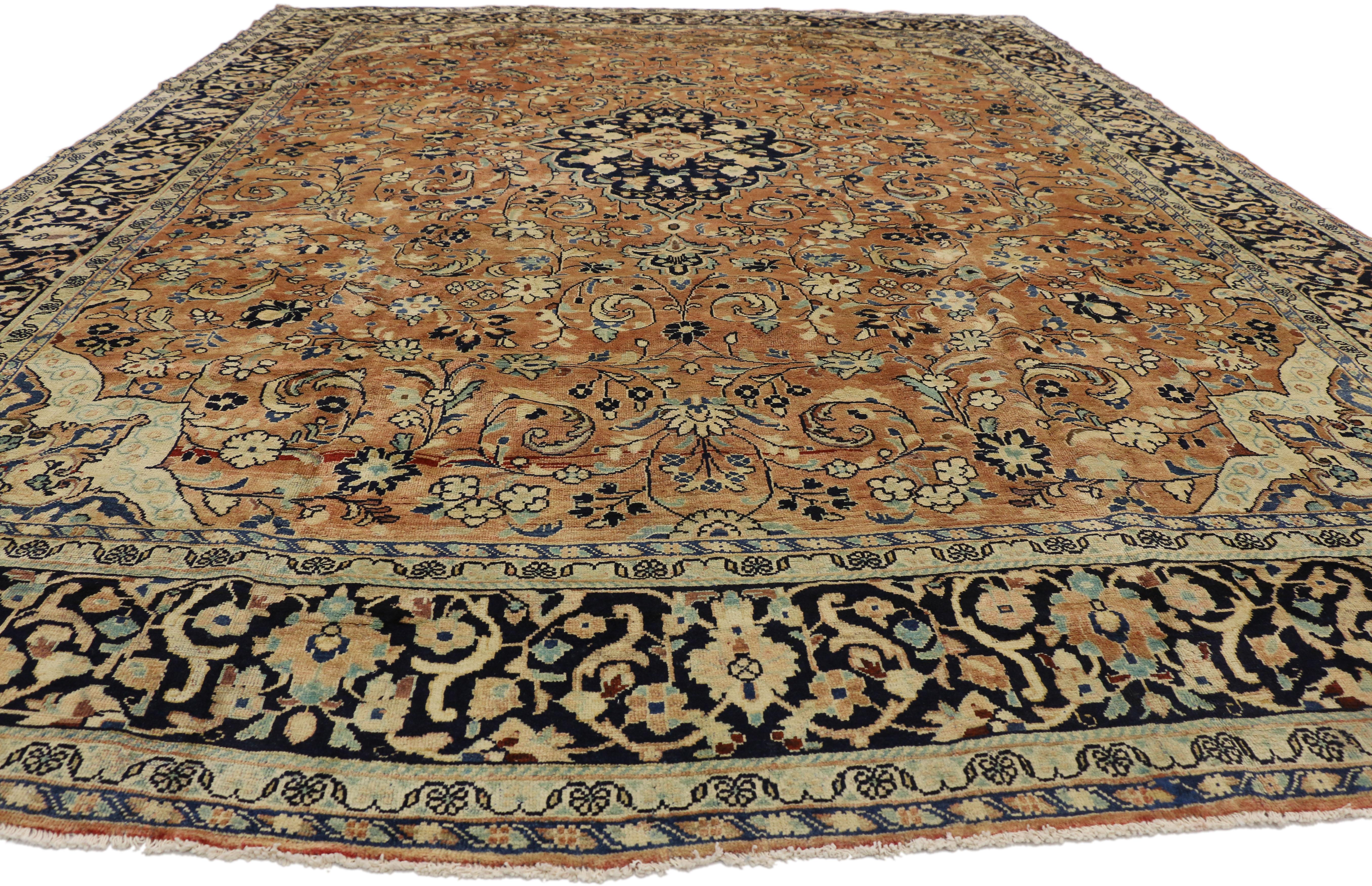 Hand-Knotted Vintage Persian Mahal Rug with Arabesque Art Nouveau and Russian Home Style For Sale