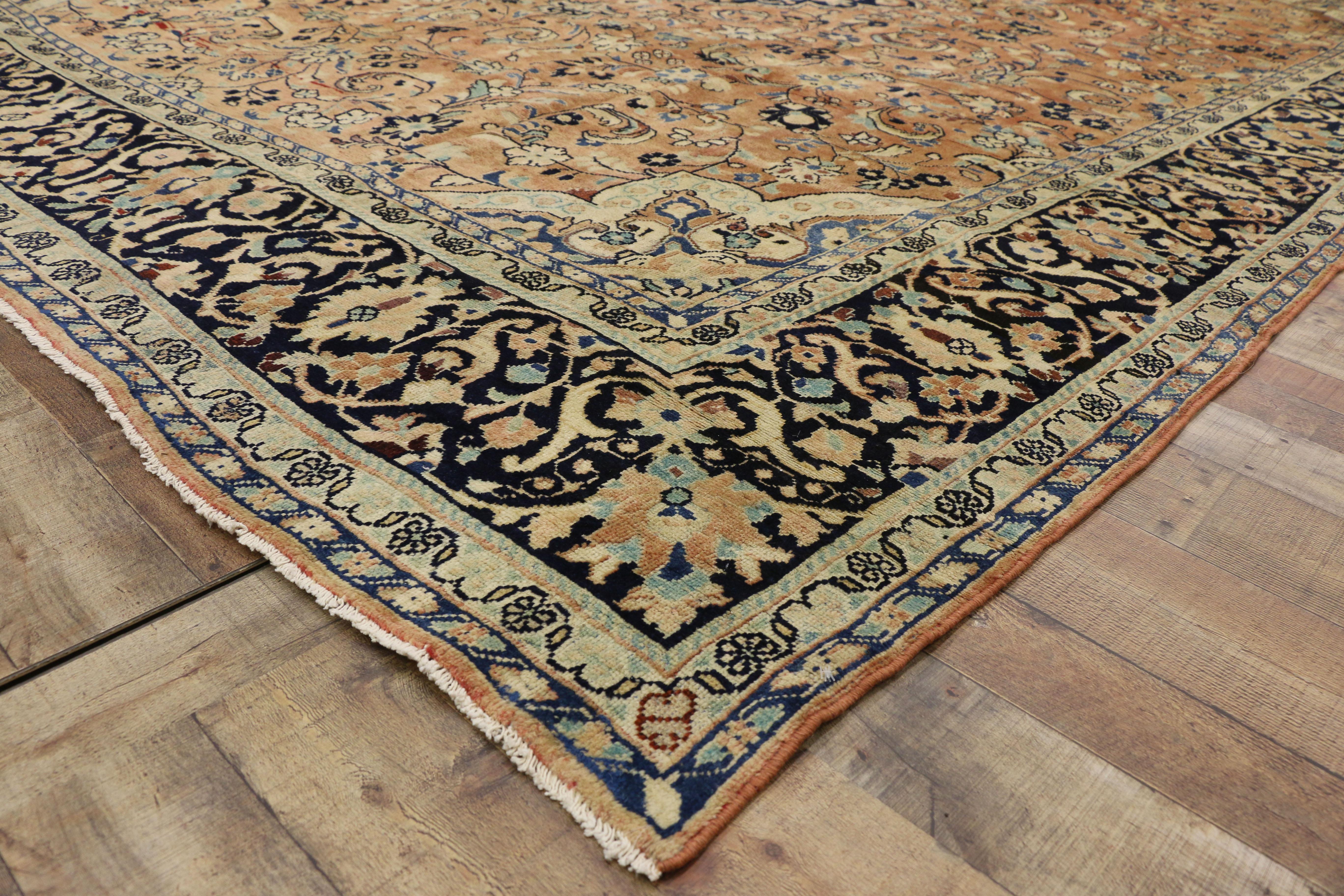 Wool Vintage Persian Mahal Rug with Arabesque Art Nouveau and Russian Home Style For Sale