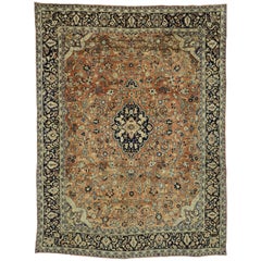 Retro Persian Mahal Rug with Arabesque Art Nouveau and Russian Home Style