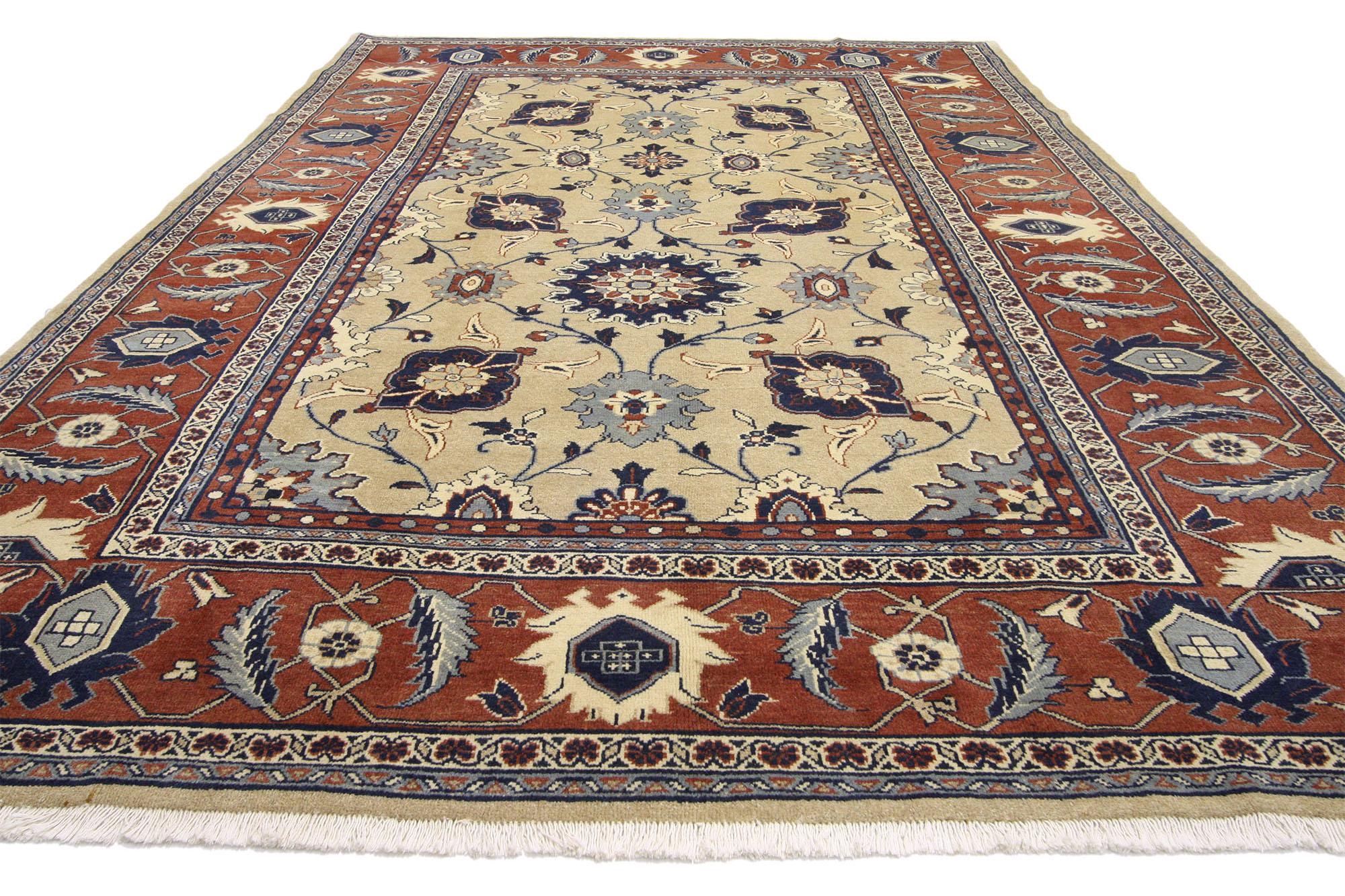 Tabriz Vintage Persian Mahal Rug with Earth-Tone Colors For Sale
