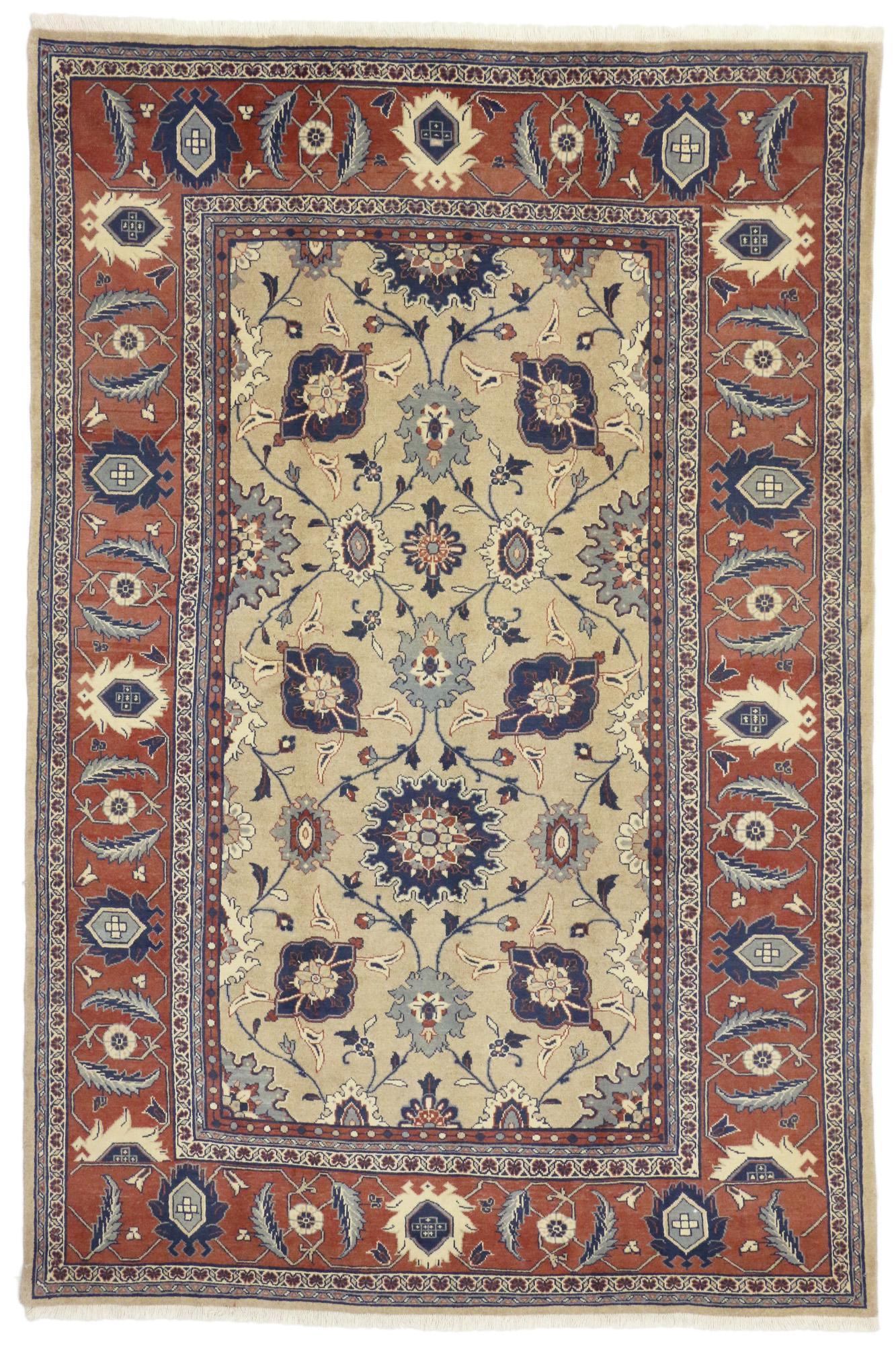 20th Century Vintage Persian Mahal Rug with Earth-Tone Colors For Sale