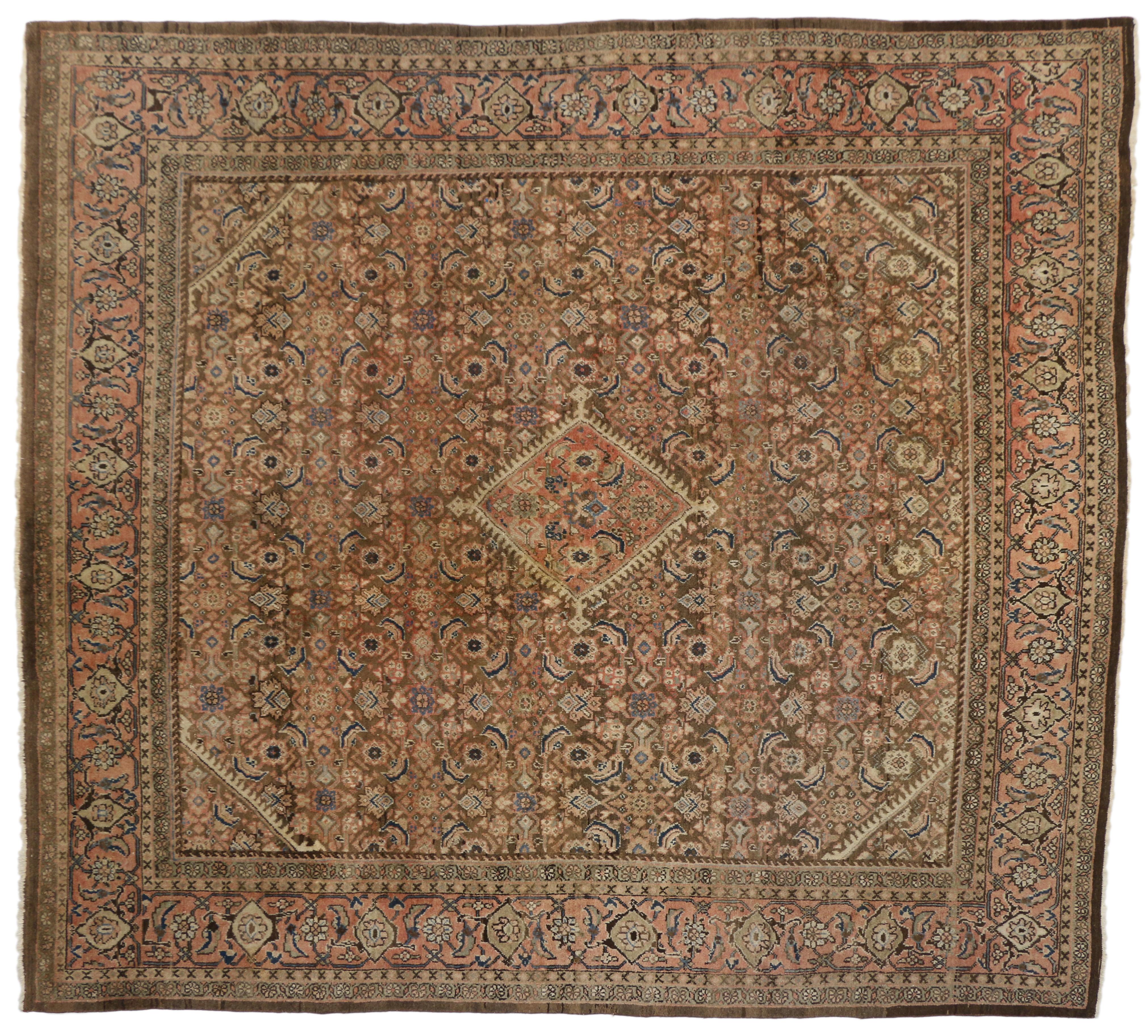 20th Century Vintage Persian Mahal Rug with English Country Cottage Style