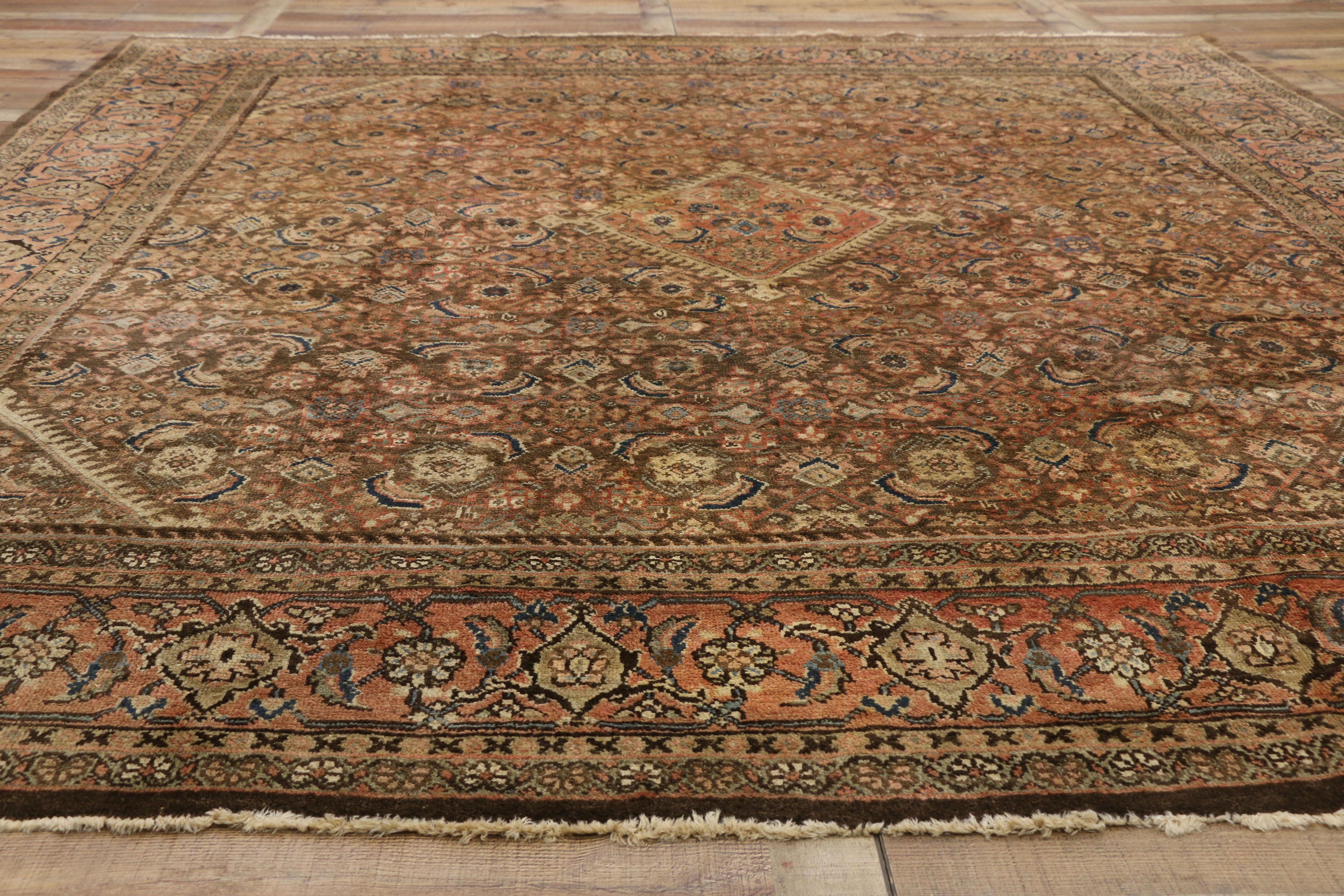 Hand-Knotted Vintage Persian Mahal Rug with English Country Cottage Style