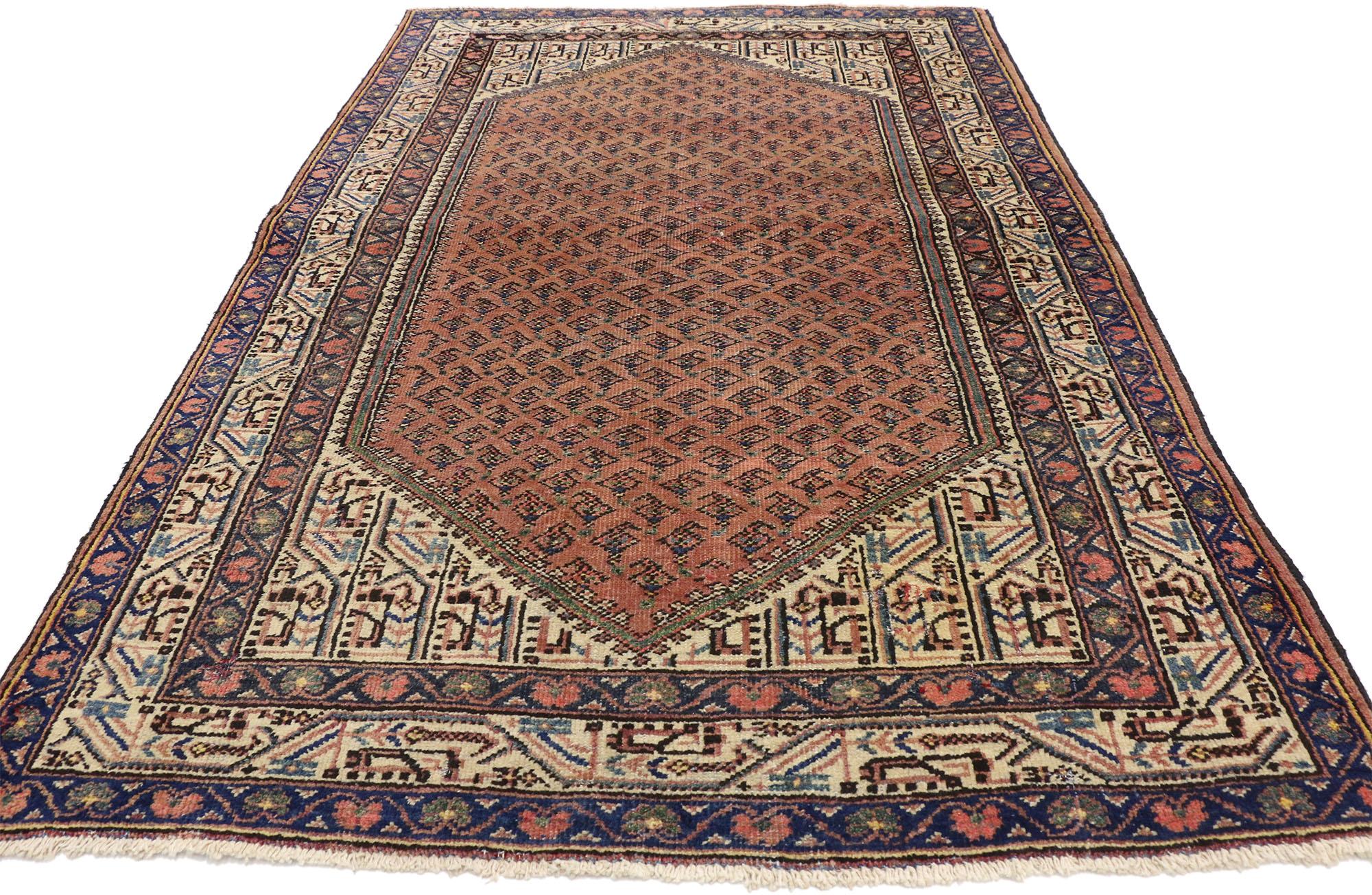 Rustic Vintage Persian Mahal Rug with English Traditional Style For Sale
