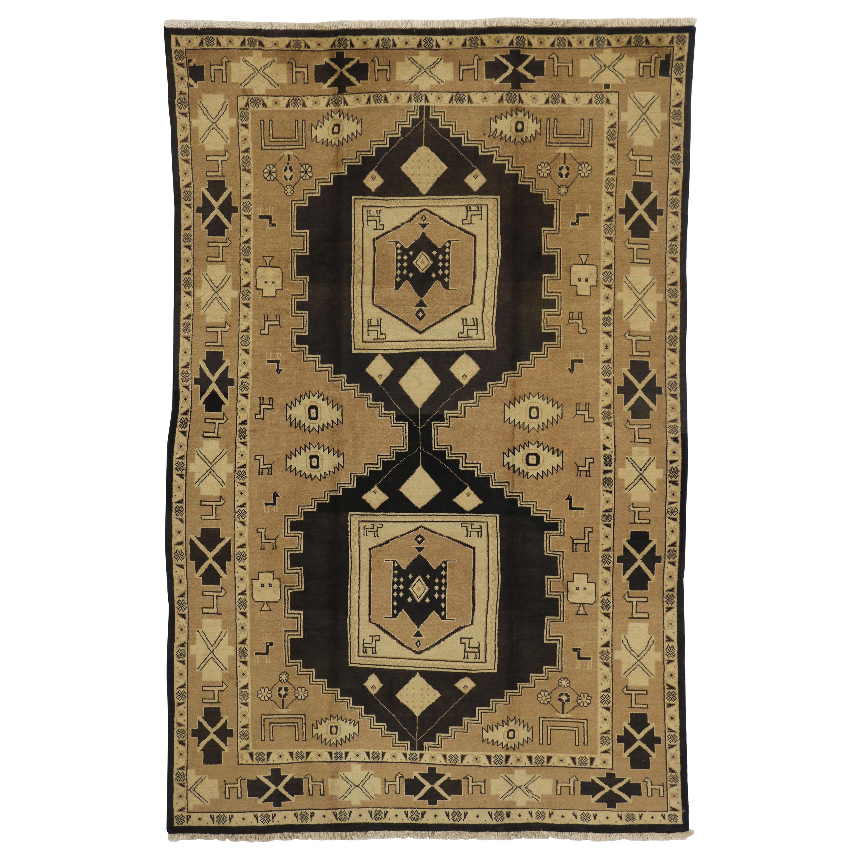Vintage Persian Mahal Rug with Mid-Century Modern Tribal Style For Sale