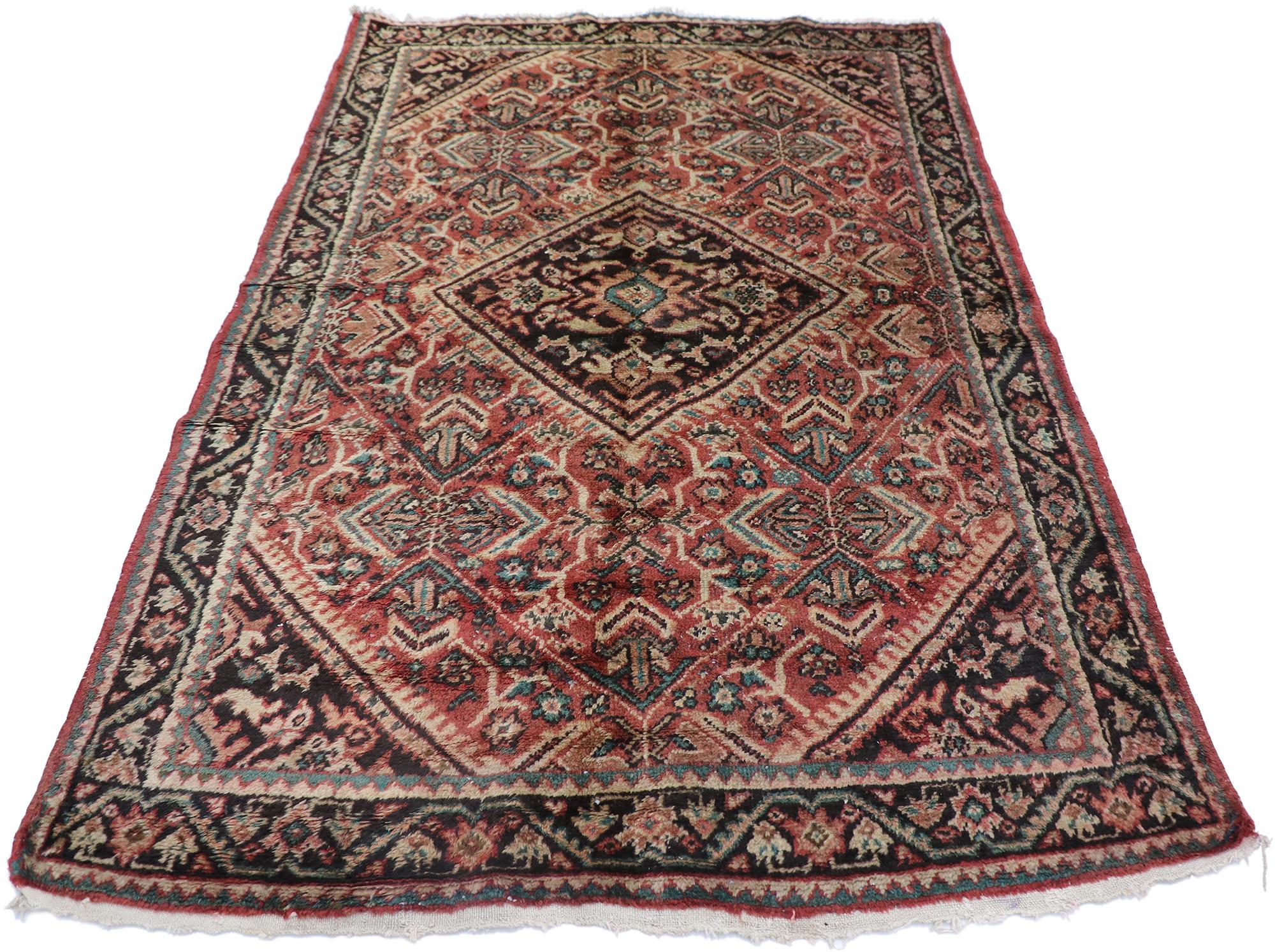 Hand-Knotted Vintage Persian Mahal Rug with Modern Rustic Style For Sale