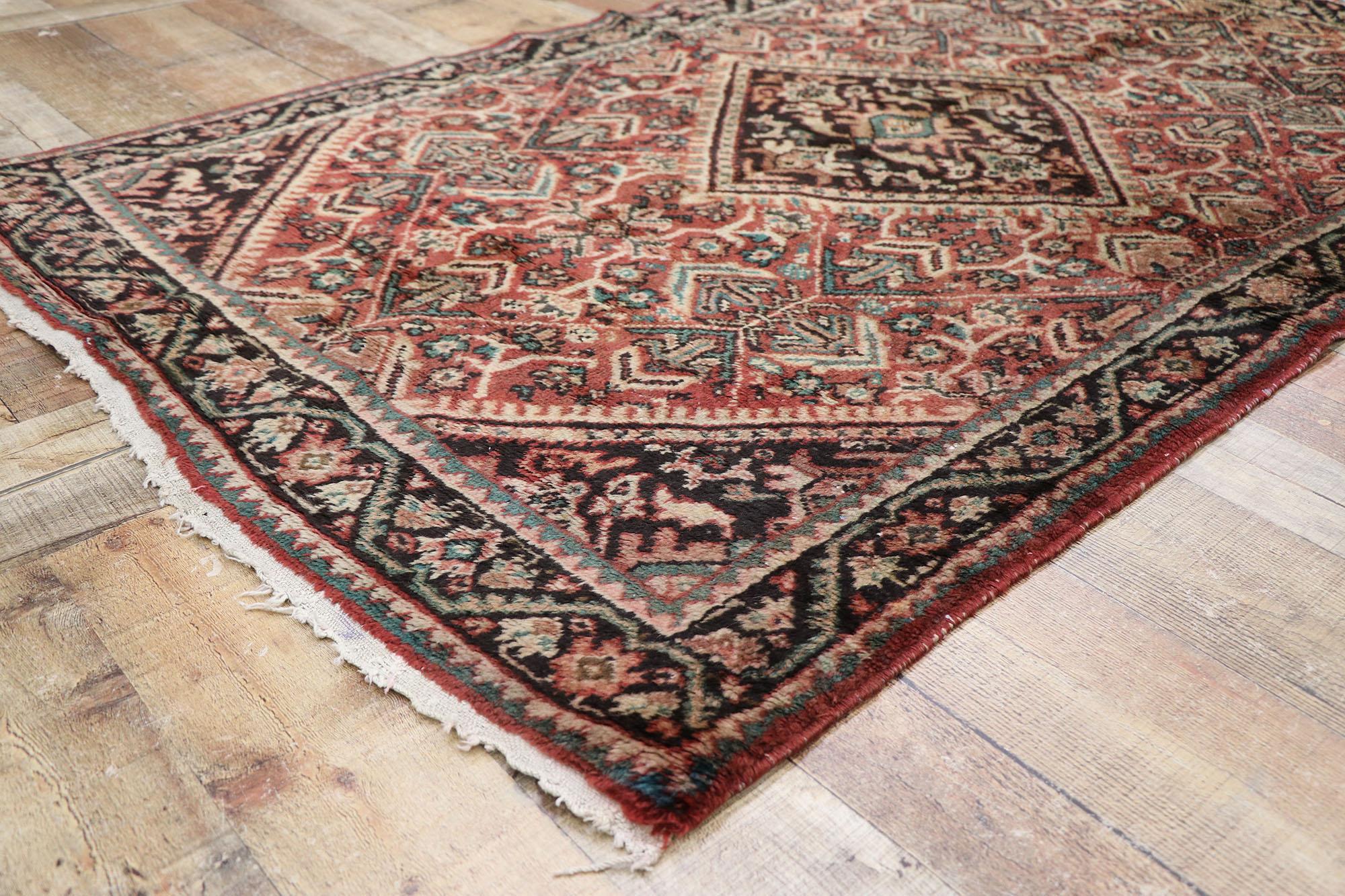 Wool Vintage Persian Mahal Rug with Modern Rustic Style For Sale