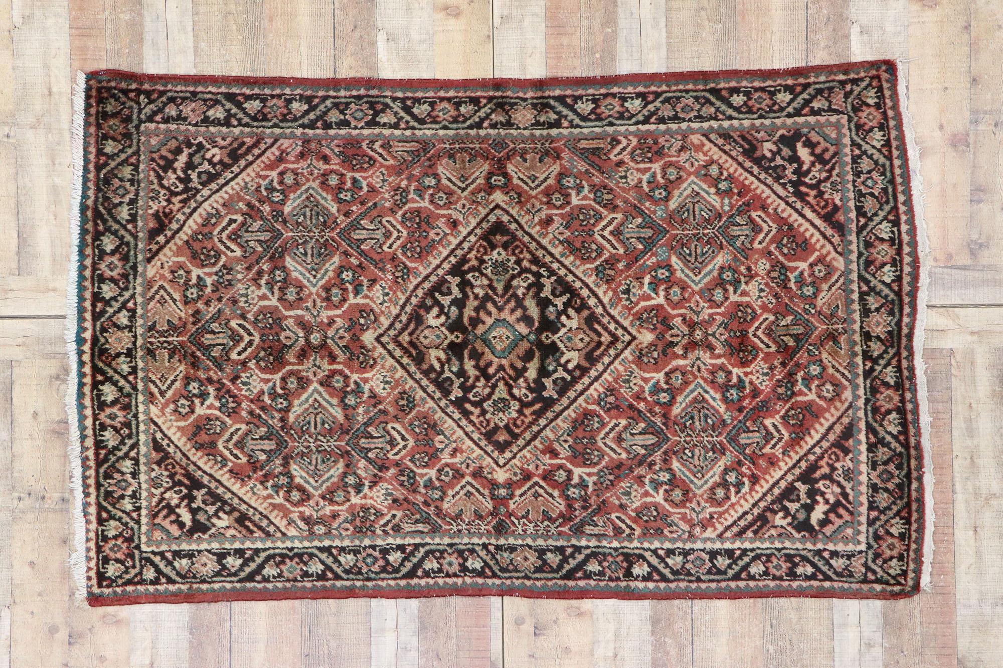 Vintage Persian Mahal Rug with Modern Rustic Style For Sale 2