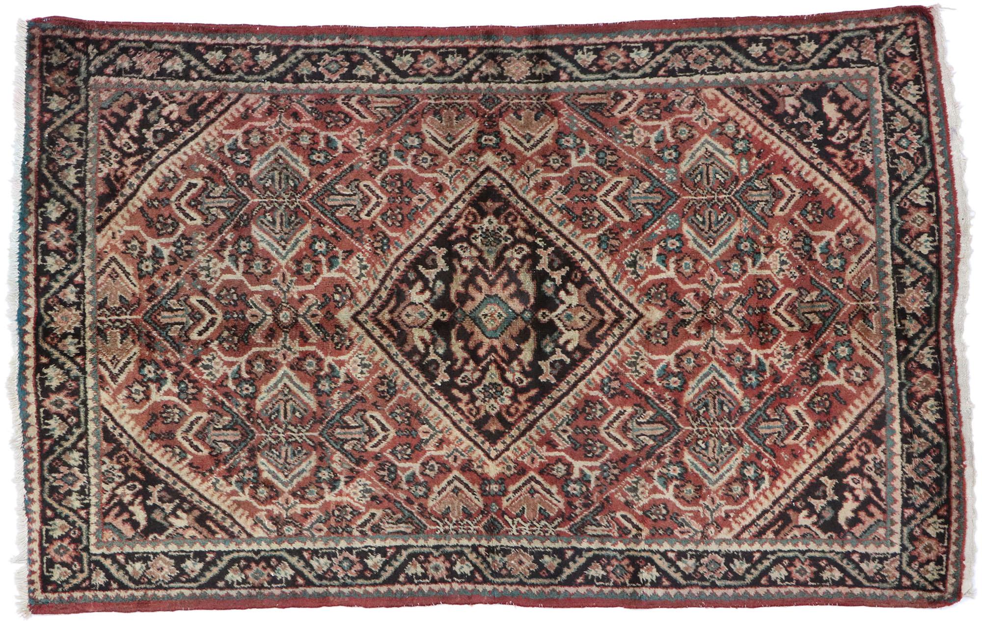 Vintage Persian Mahal Rug with Modern Rustic Style For Sale 3