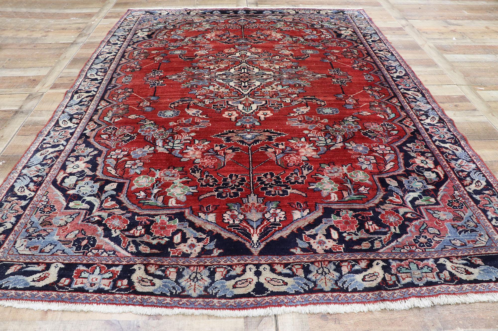 20th Century Vintage Persian Mahal Rug with Old World Victorian Style For Sale