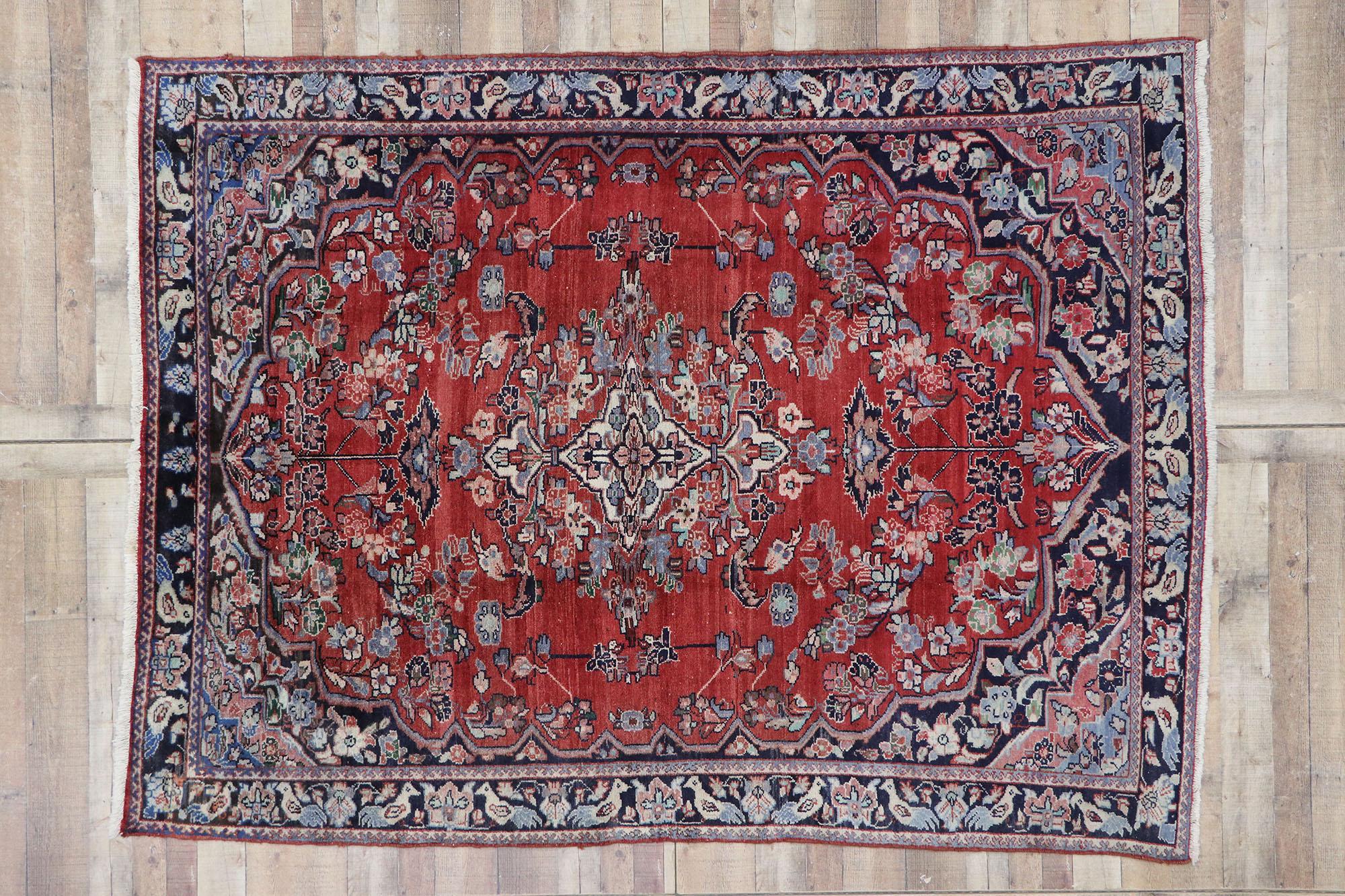 Wool Vintage Persian Mahal Rug with Old World Victorian Style For Sale