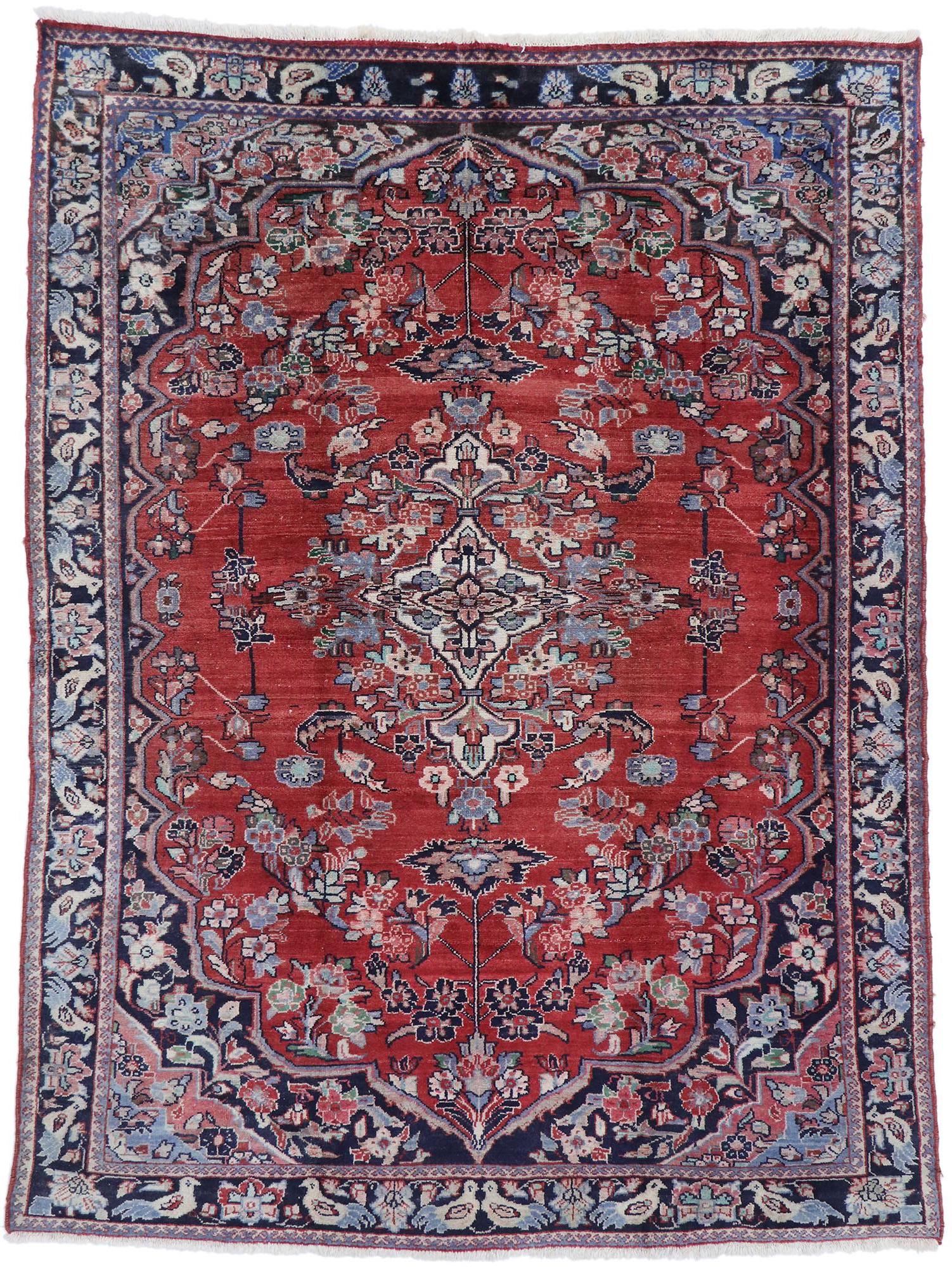 Vintage Persian Mahal Rug with Old World Victorian Style For Sale