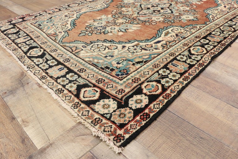 Vintage Persian Mahal Rug with Rustic English Country Cottage Style For Sale at 1stDibs