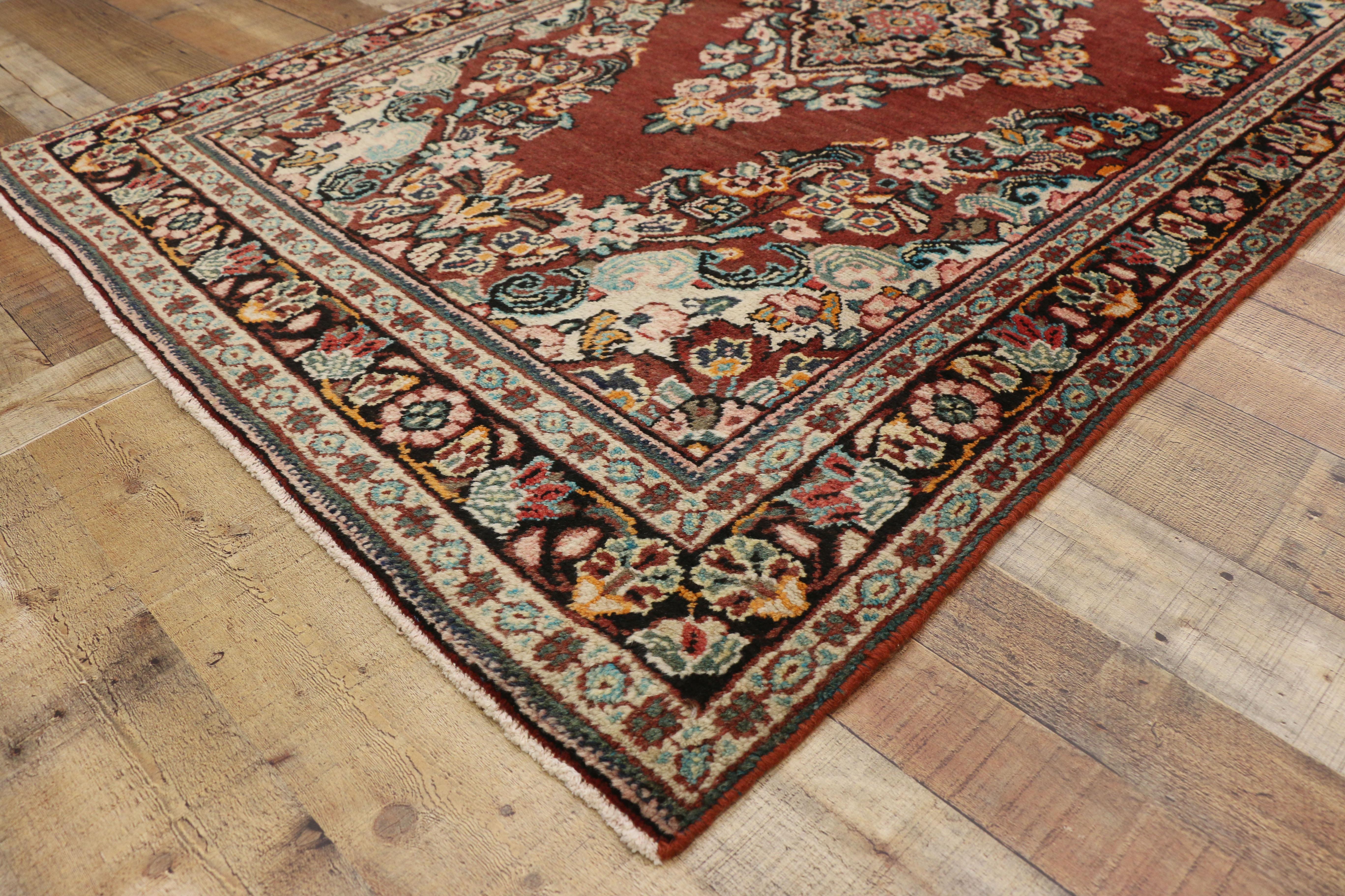 Wool Vintage Persian Mahal Rug with Rustic English Country Style For Sale