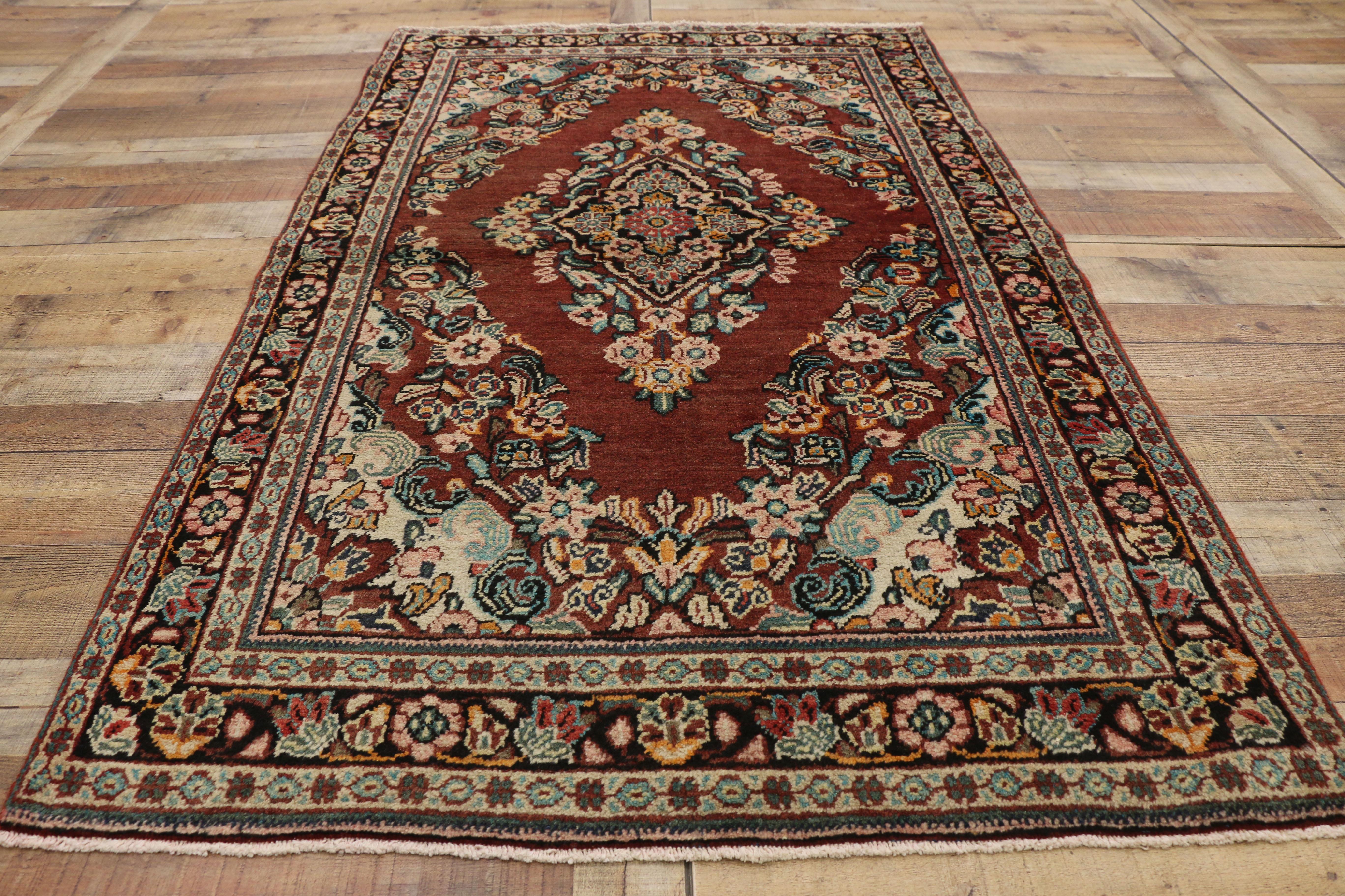 Vintage Persian Mahal Rug with Rustic English Country Style For Sale 1