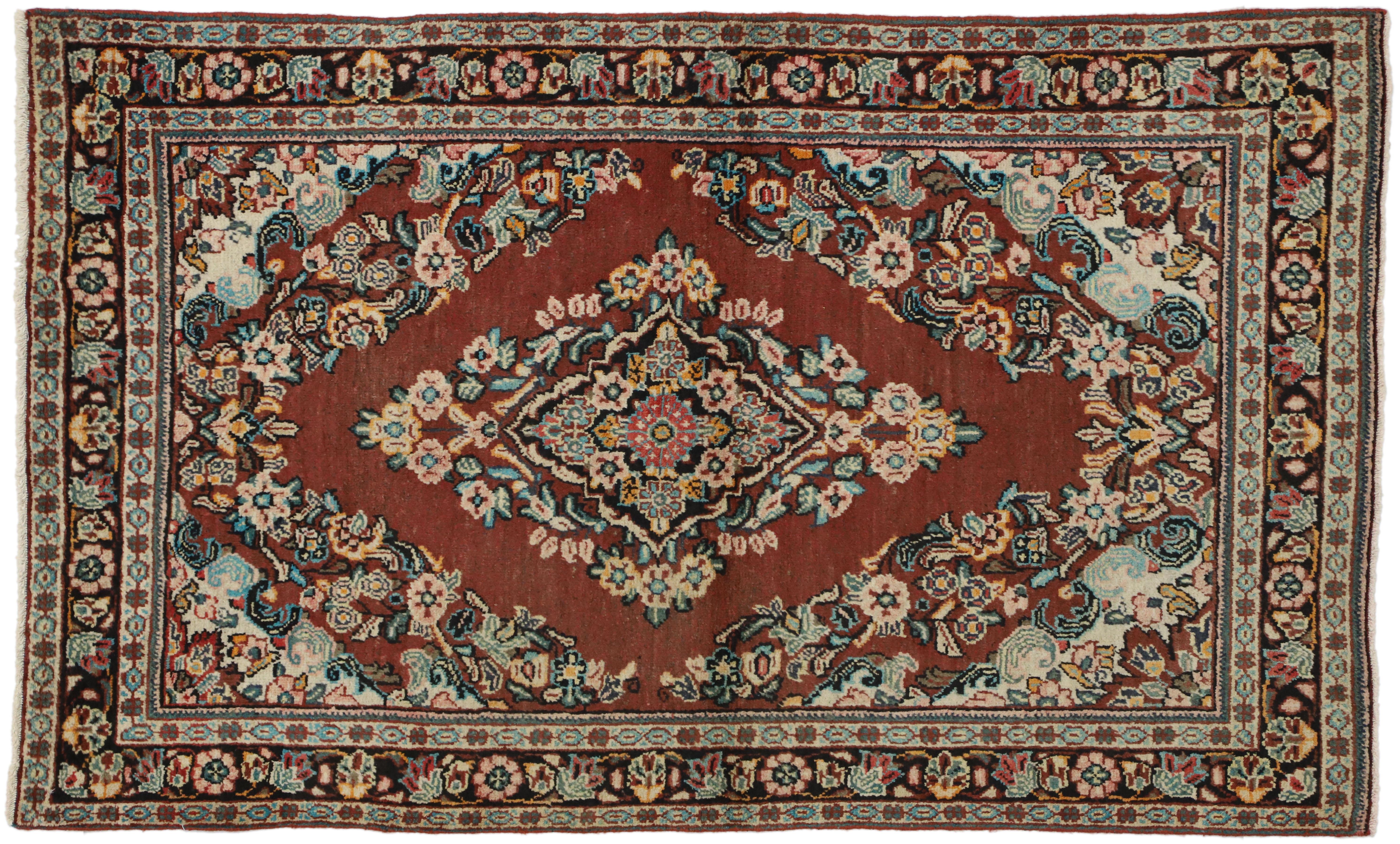 Vintage Persian Mahal Rug with Rustic English Country Style For Sale 3