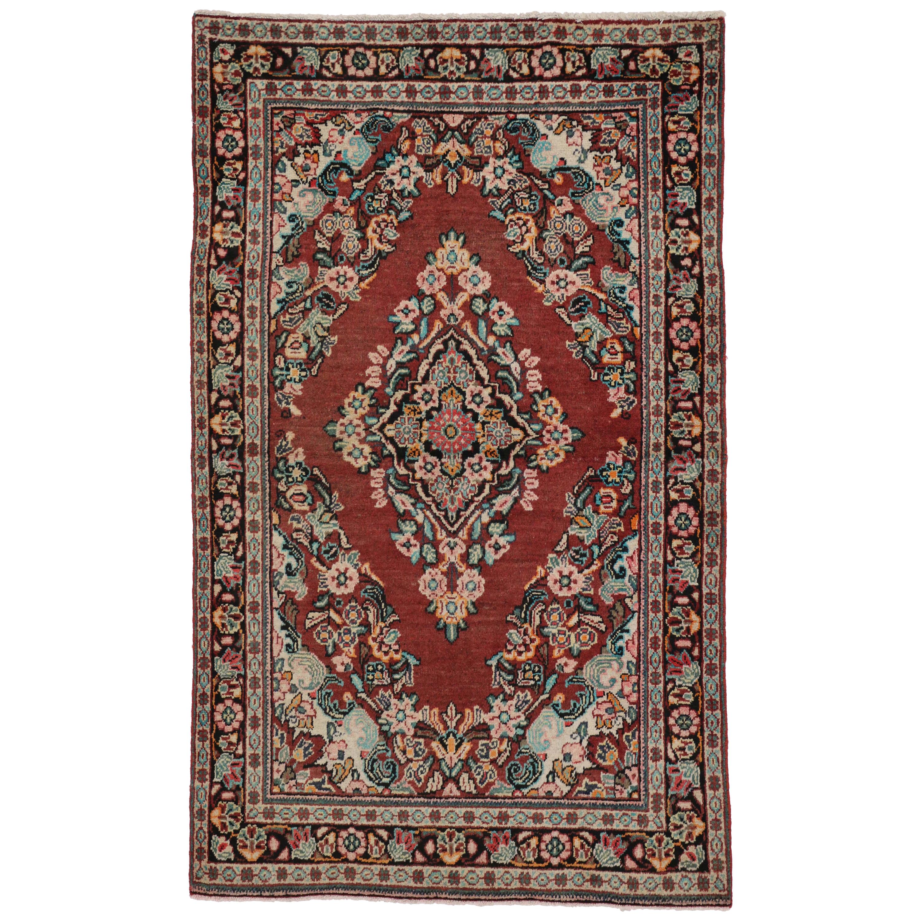 Persischer Mahal-Teppich im rustikalen englischen Landhausstil, Vintage