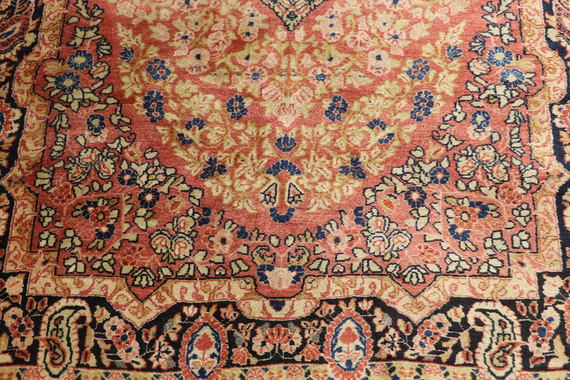 Hand-Knotted Vintage Persian Mahal Rug with Rustic Romantic Traditional Style For Sale