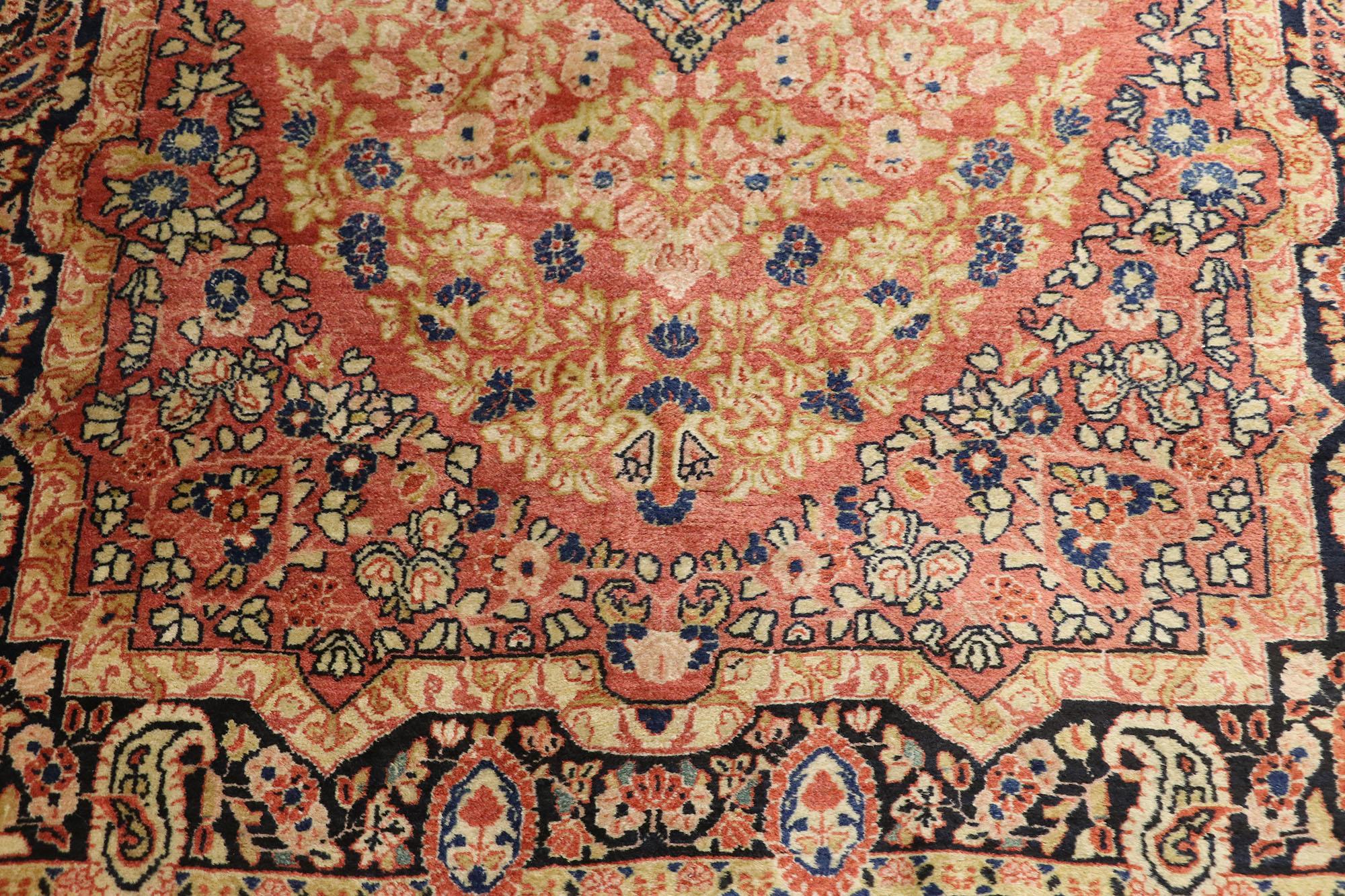 Persiano Tappeto persiano vintage Mahal con stile rustico e romantico tradizionale in vendita