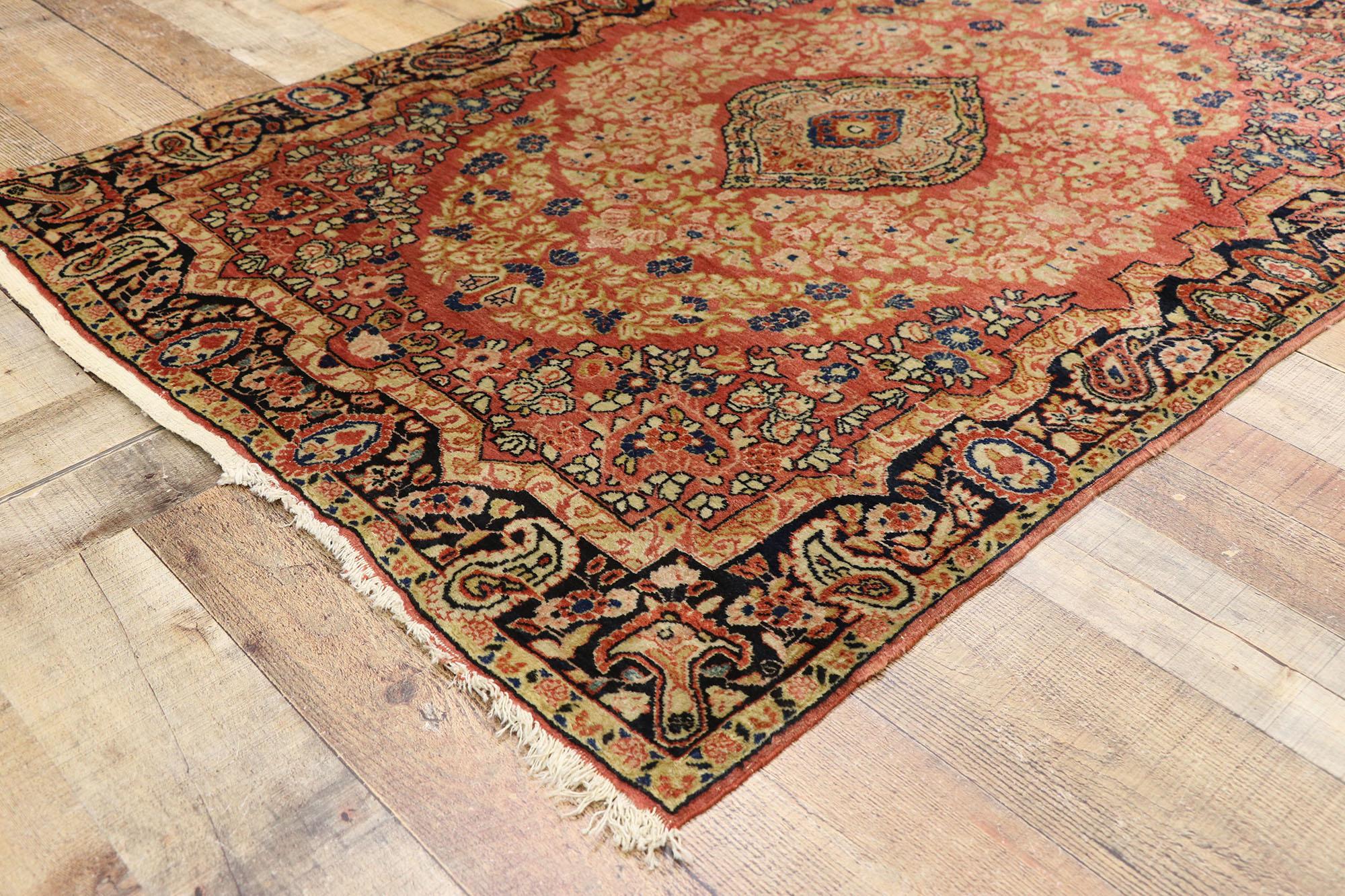 20th Century Vintage Persian Mahal Rug with Rustic Romantic Traditional Style For Sale