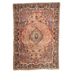 Retro Persian Mahal Rug with Rustic Romantic Traditional Style