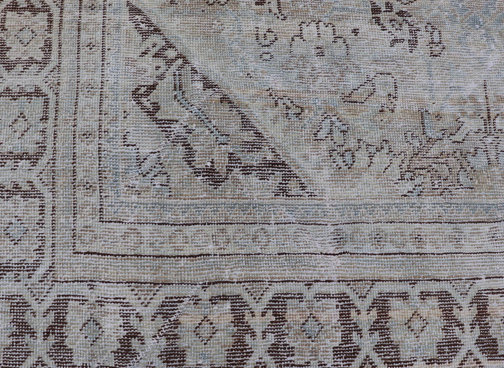 Persischer Mahal-Teppich mit subgeometrischem Design und kleinem Medaillon im Angebot 7