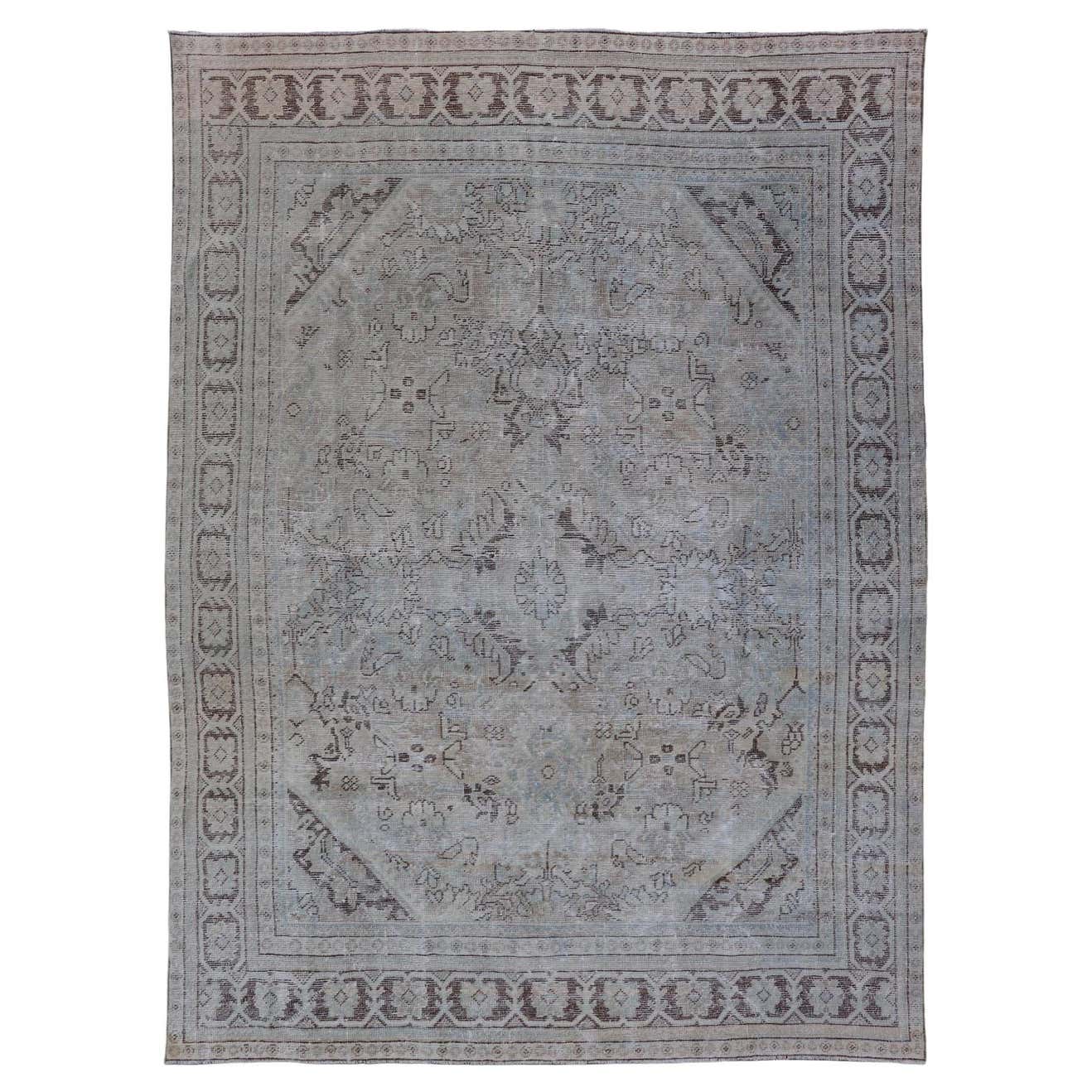 Vintage Persian Mahal Rug with Sub-Geometric Design with Small ...