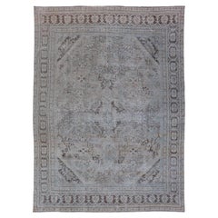 Vintage Persian Mahal Rug with Sub-Geometric Design with Small Medallion