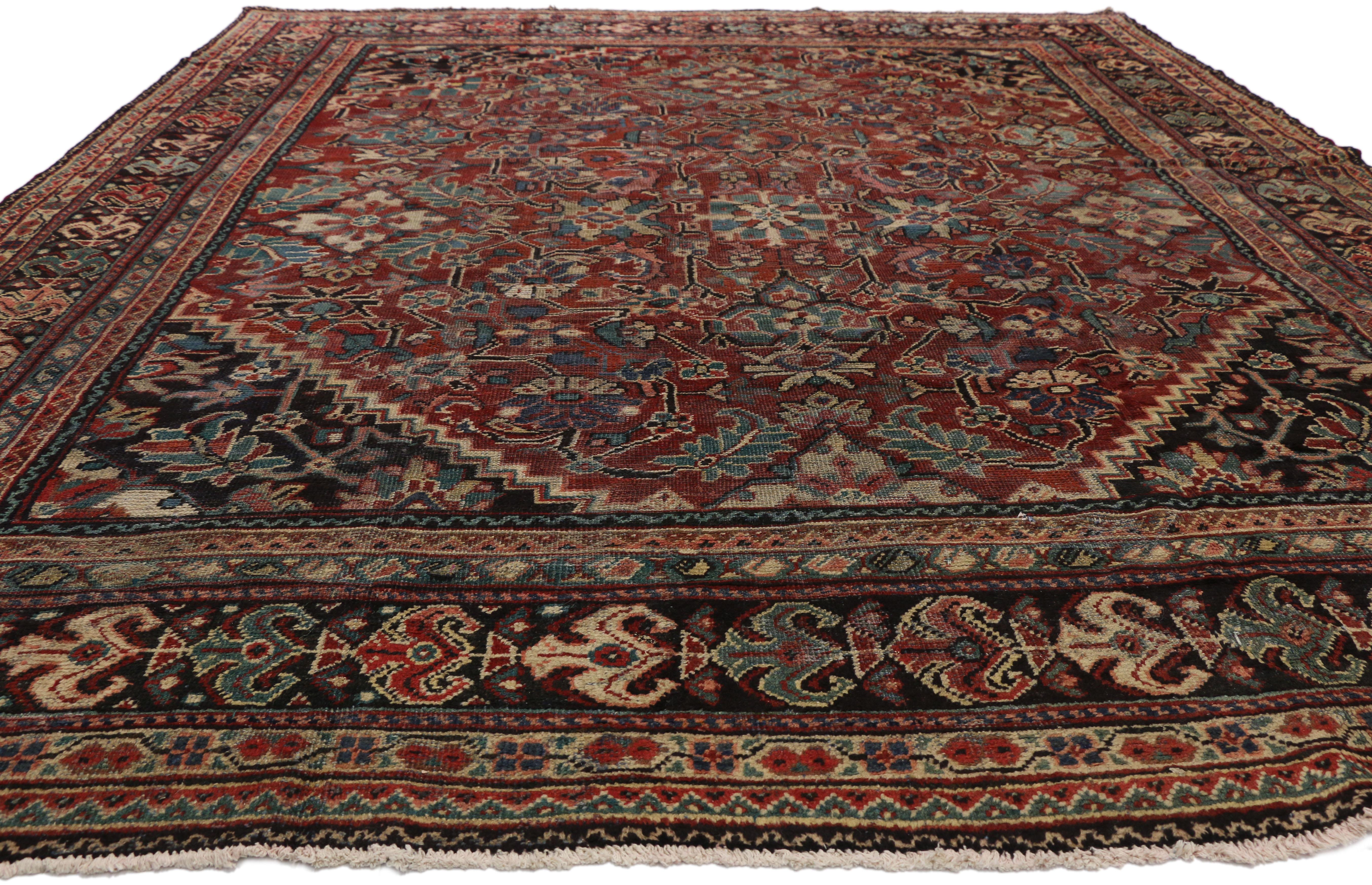 Hand-Knotted Vintage Persian Mahal Rug with Traditional American Colonial Style For Sale