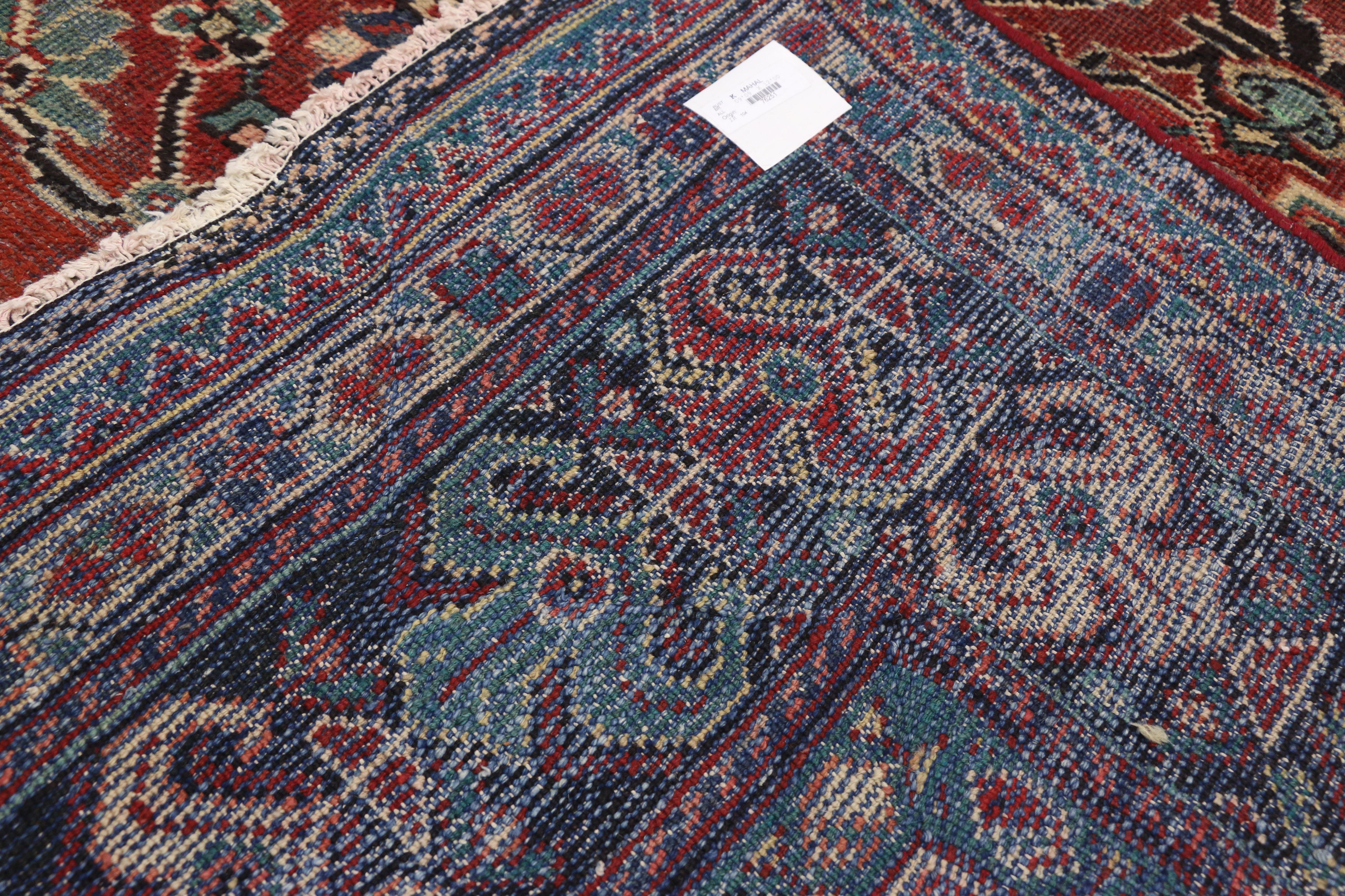 Noué à la main Tapis persan Mahal vintage avec style colonial américain traditionnel en vente