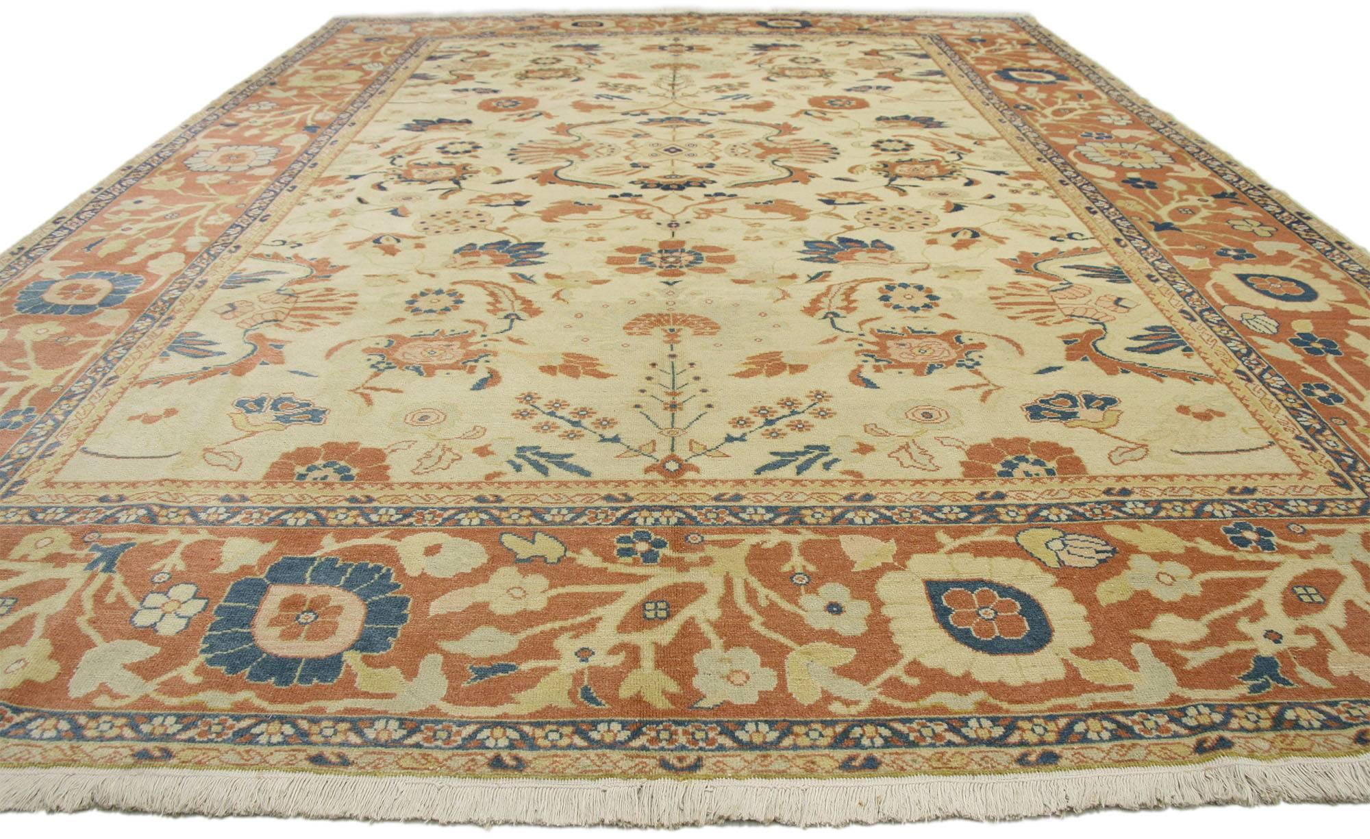 Arts and Crafts Vintage Persian Mahal Rug with Rustic Italian Country Cottage Style For Sale