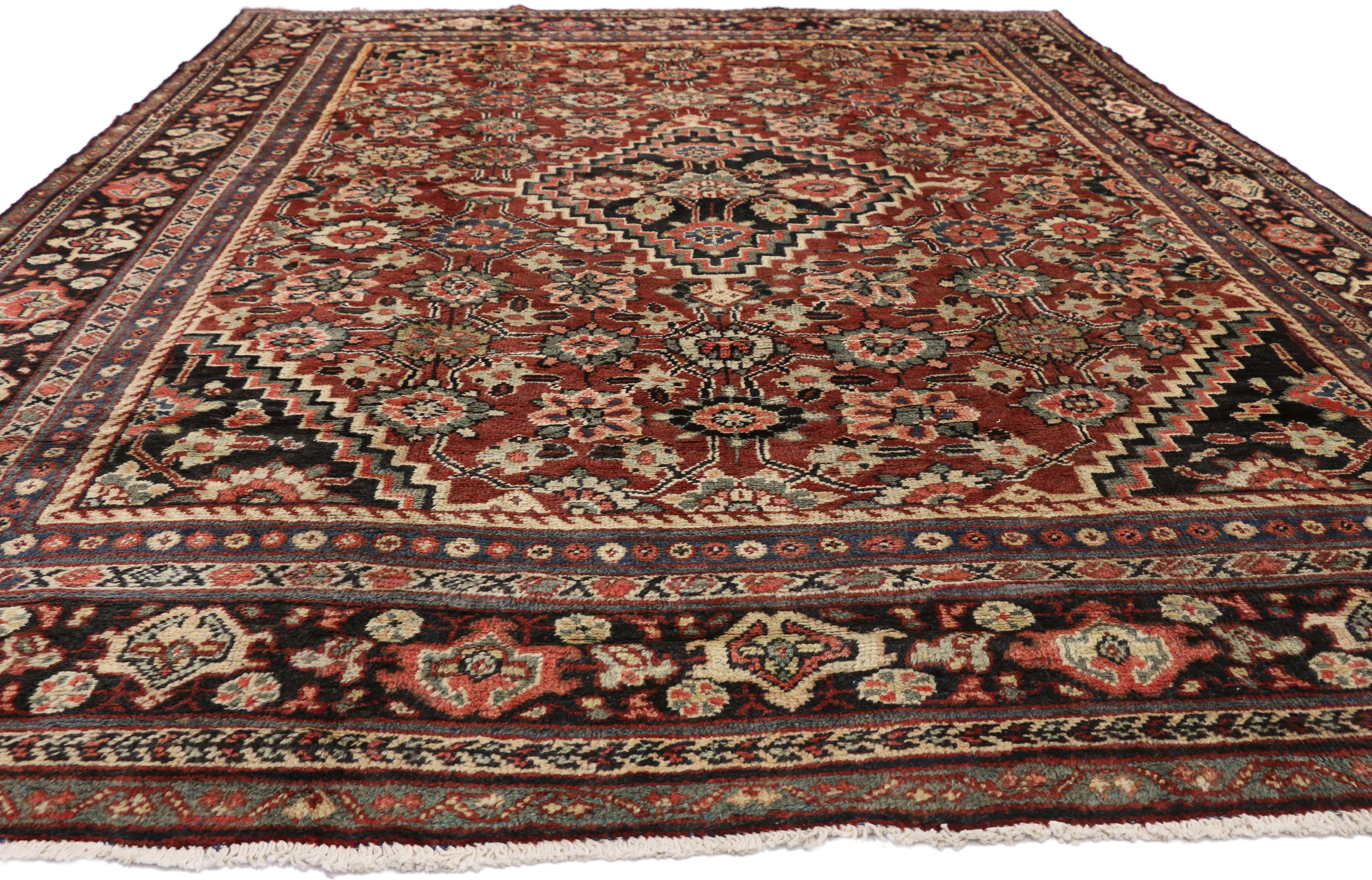 Persischer Mahal-Teppich im Vintage-Stil im englischen traditionellen Stil (Arts and Crafts) im Angebot