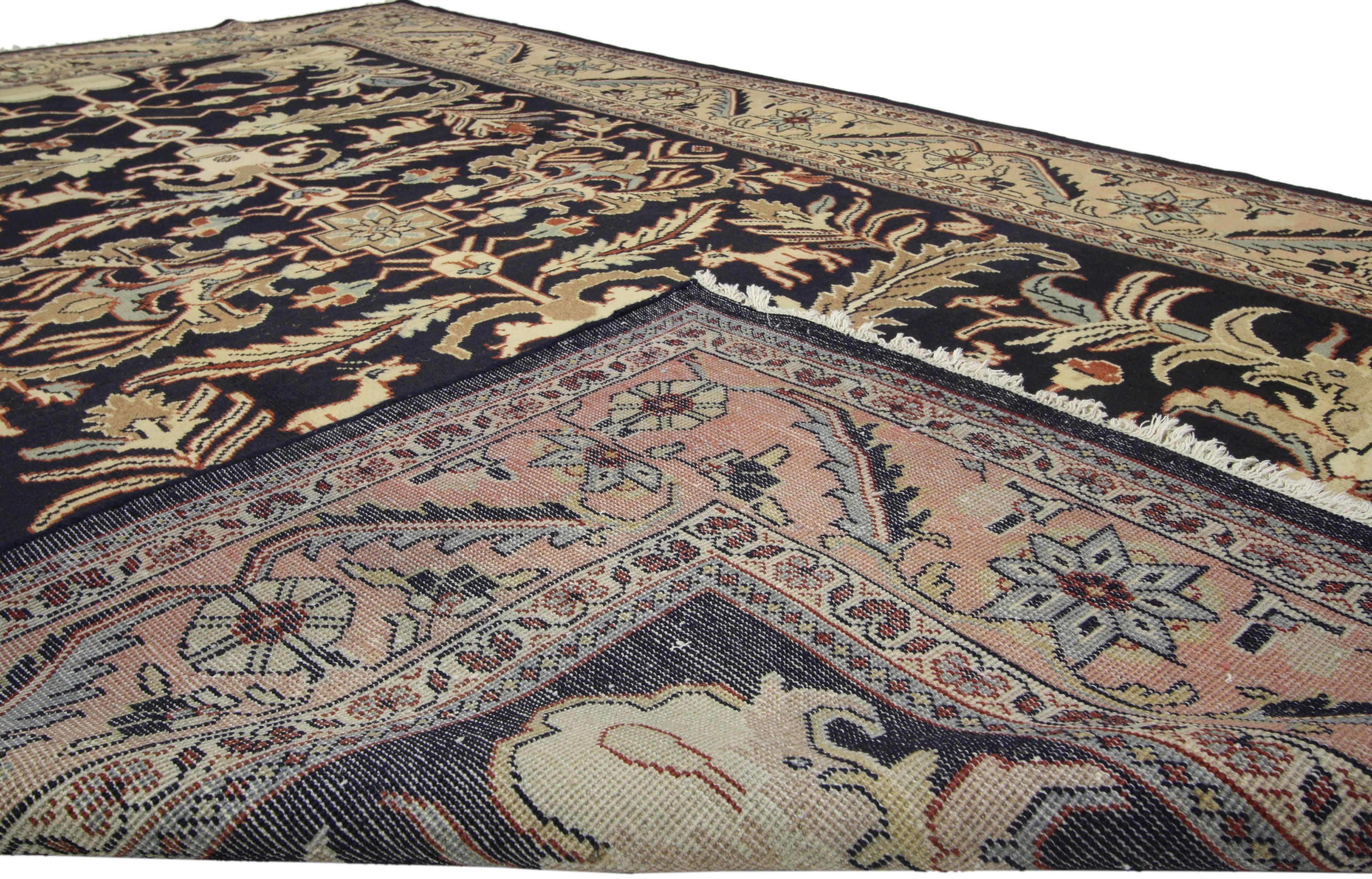 Hand-Knotted Vintage Persian Mahal Rug with Traditional Style For Sale