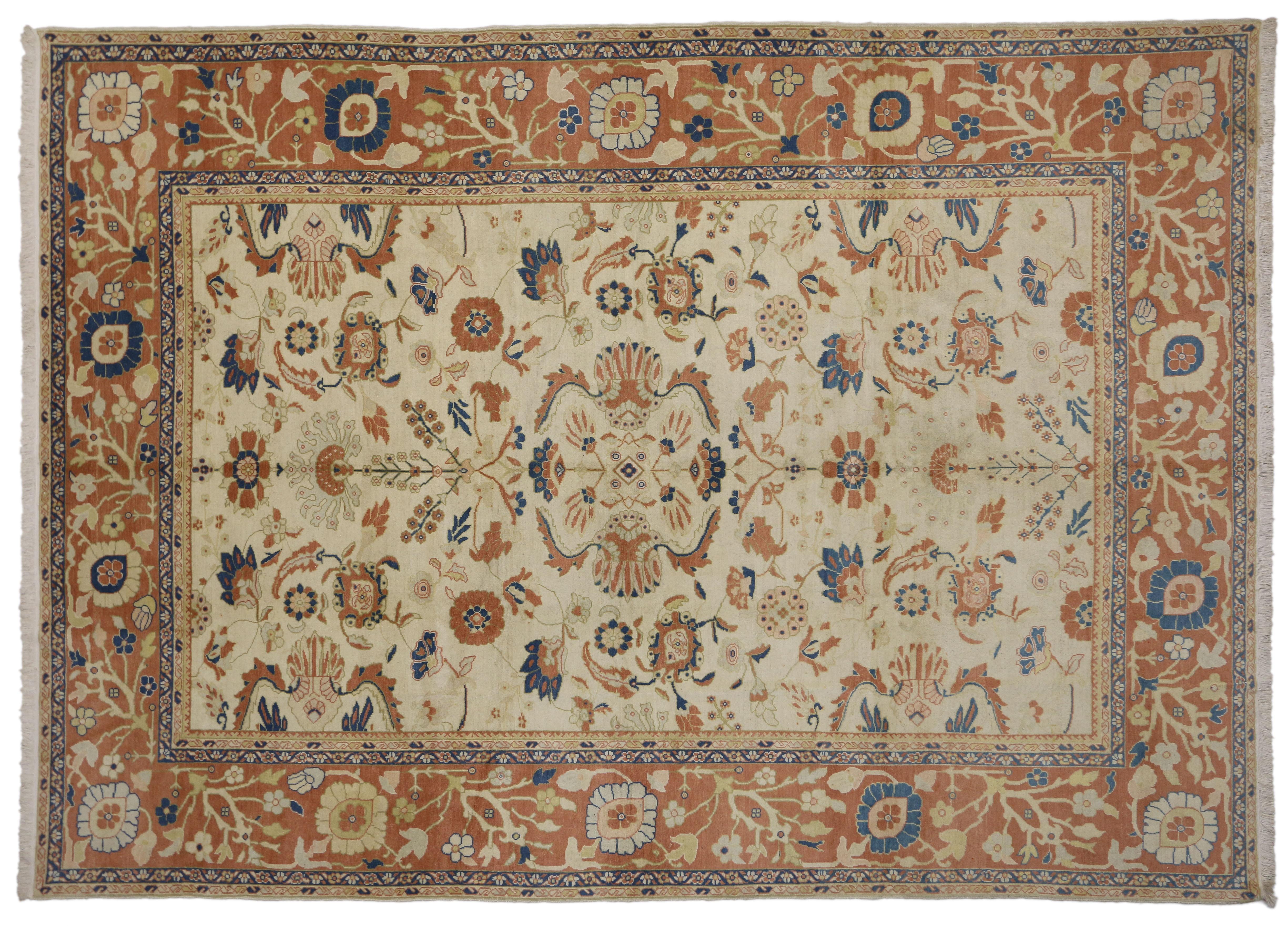 Turkish Vintage Persian Mahal Rug with Rustic Italian Country Cottage Style For Sale