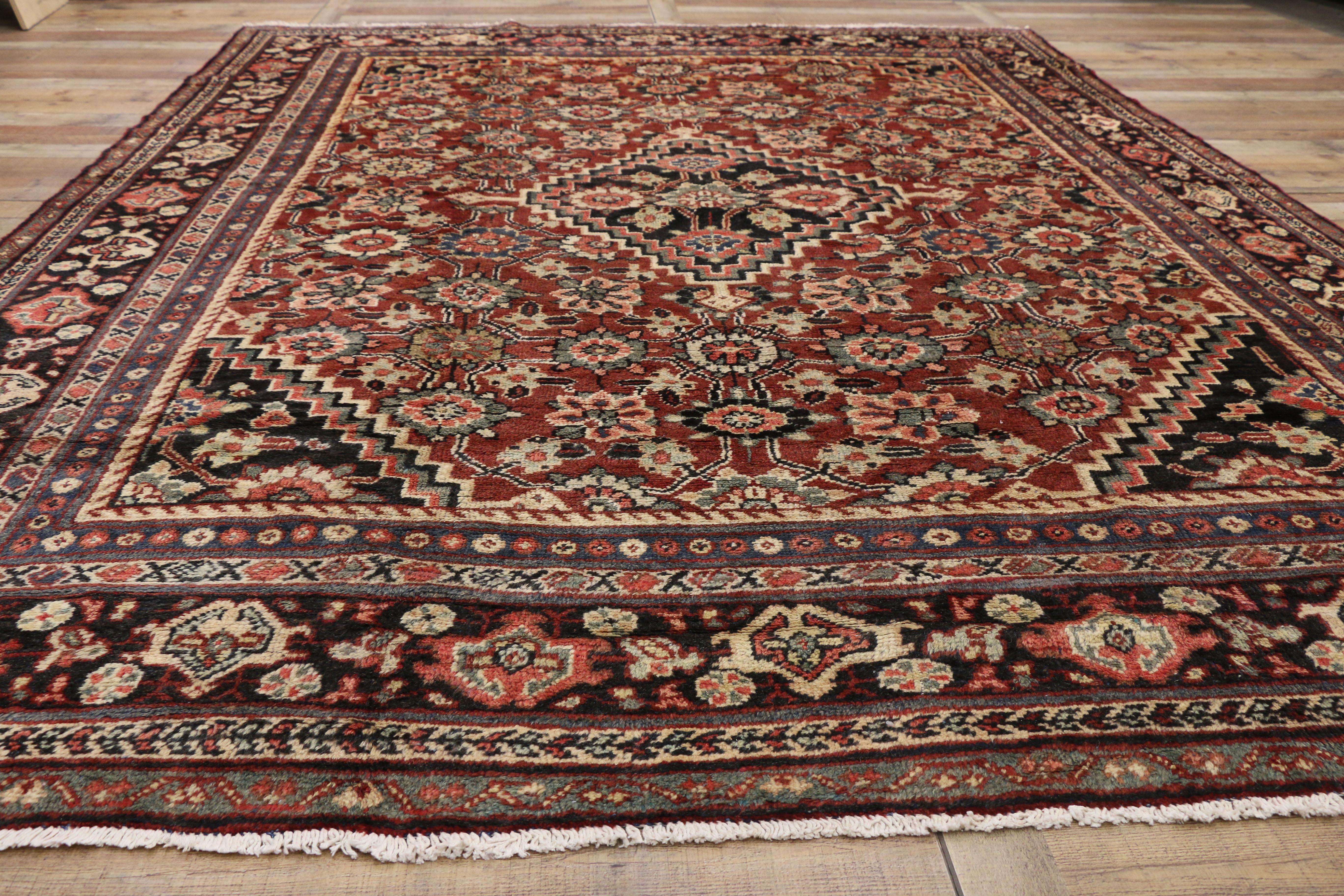 Persischer Mahal-Teppich im Vintage-Stil im englischen traditionellen Stil (Wolle) im Angebot