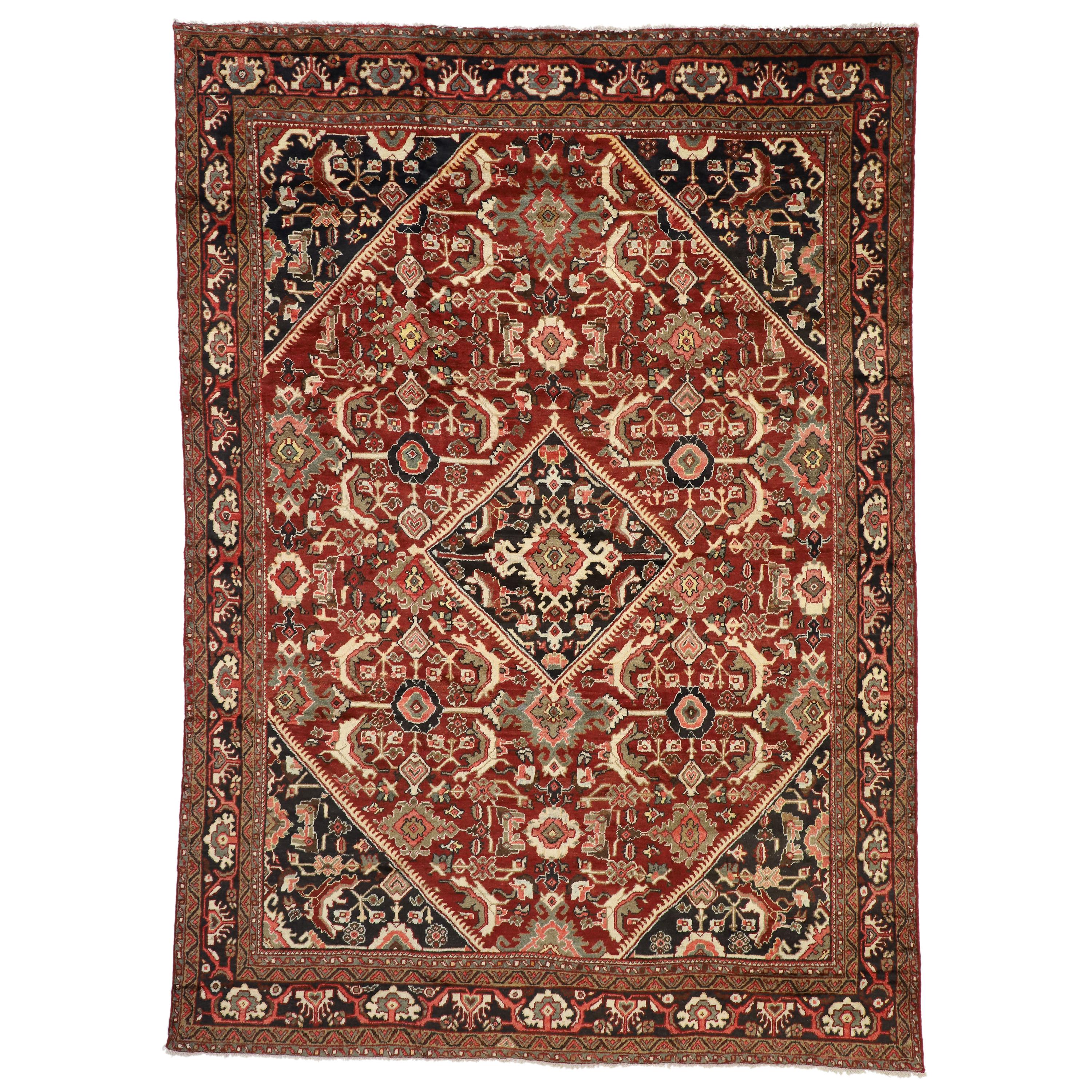 Vintage Persian Mahal Rug with English Traditional Style For Sale