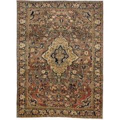 Tapis persan Mahal vintage aux couleurs chaudes et de style victorien