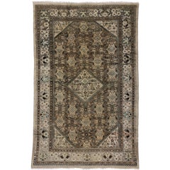 Vintage Persian Mahal Rug with Rustic Chippendale Style